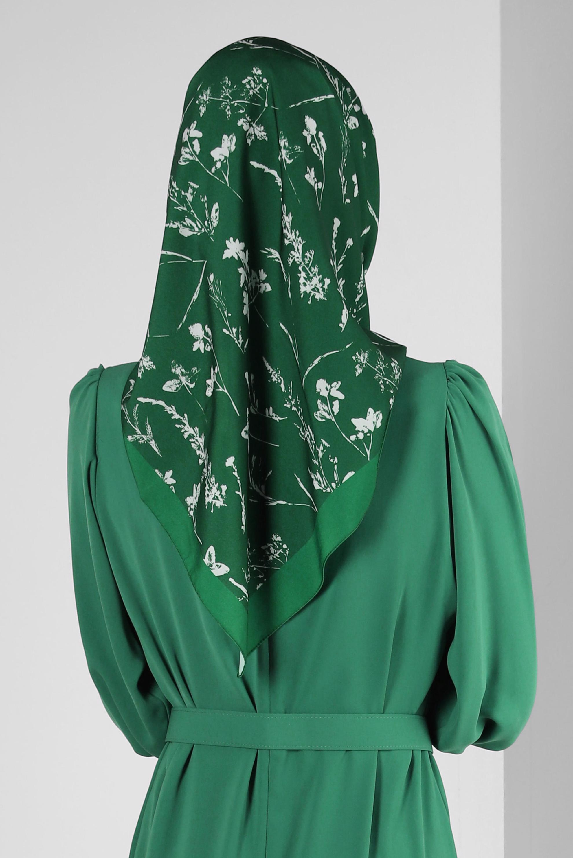Tesettür giyim YEŞİL ALVİNA ÇİÇEK DESEN EŞARP 8230