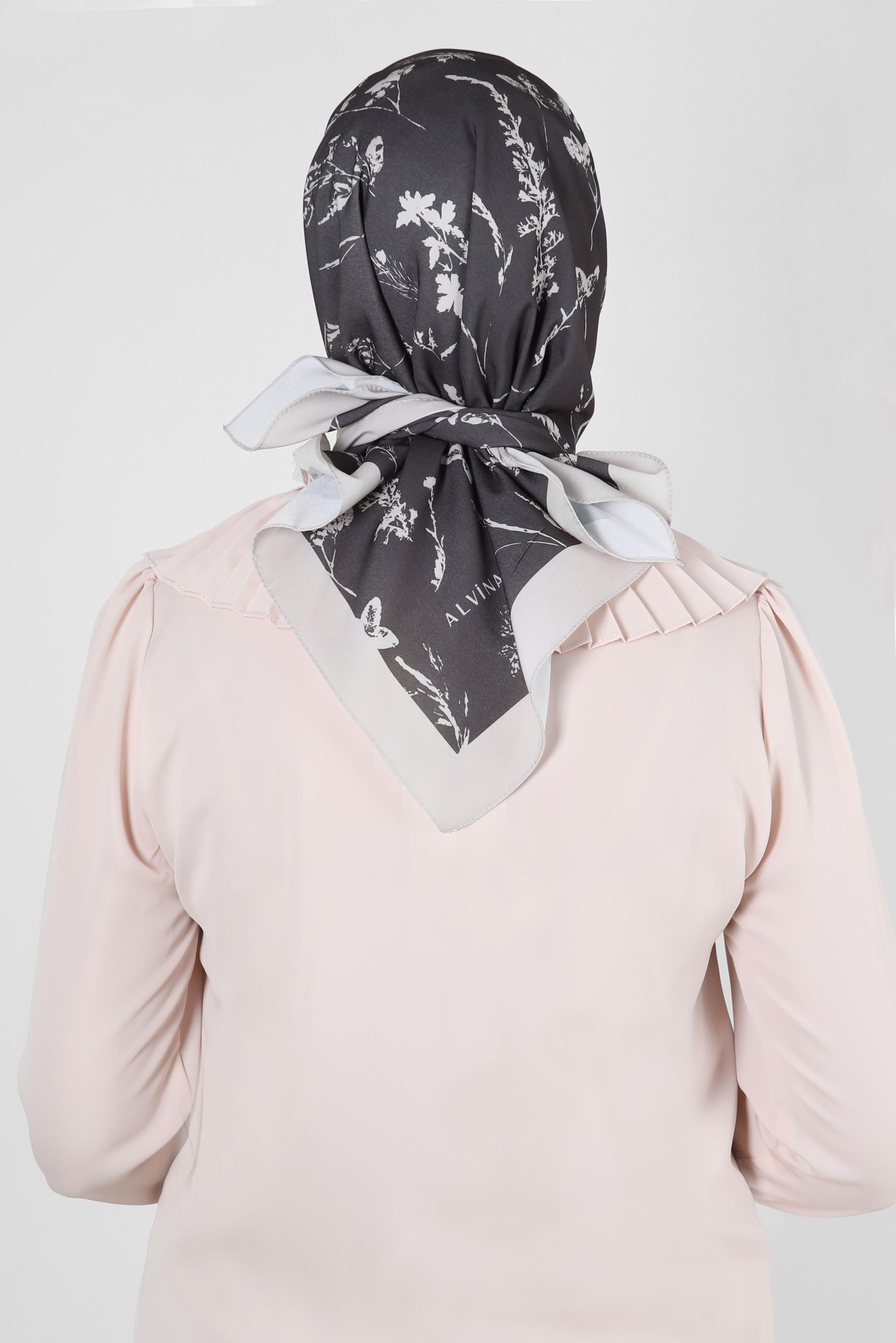 Tesettür giyim KAHVE ALVİNA ÇİÇEK DESEN EŞARP 8230