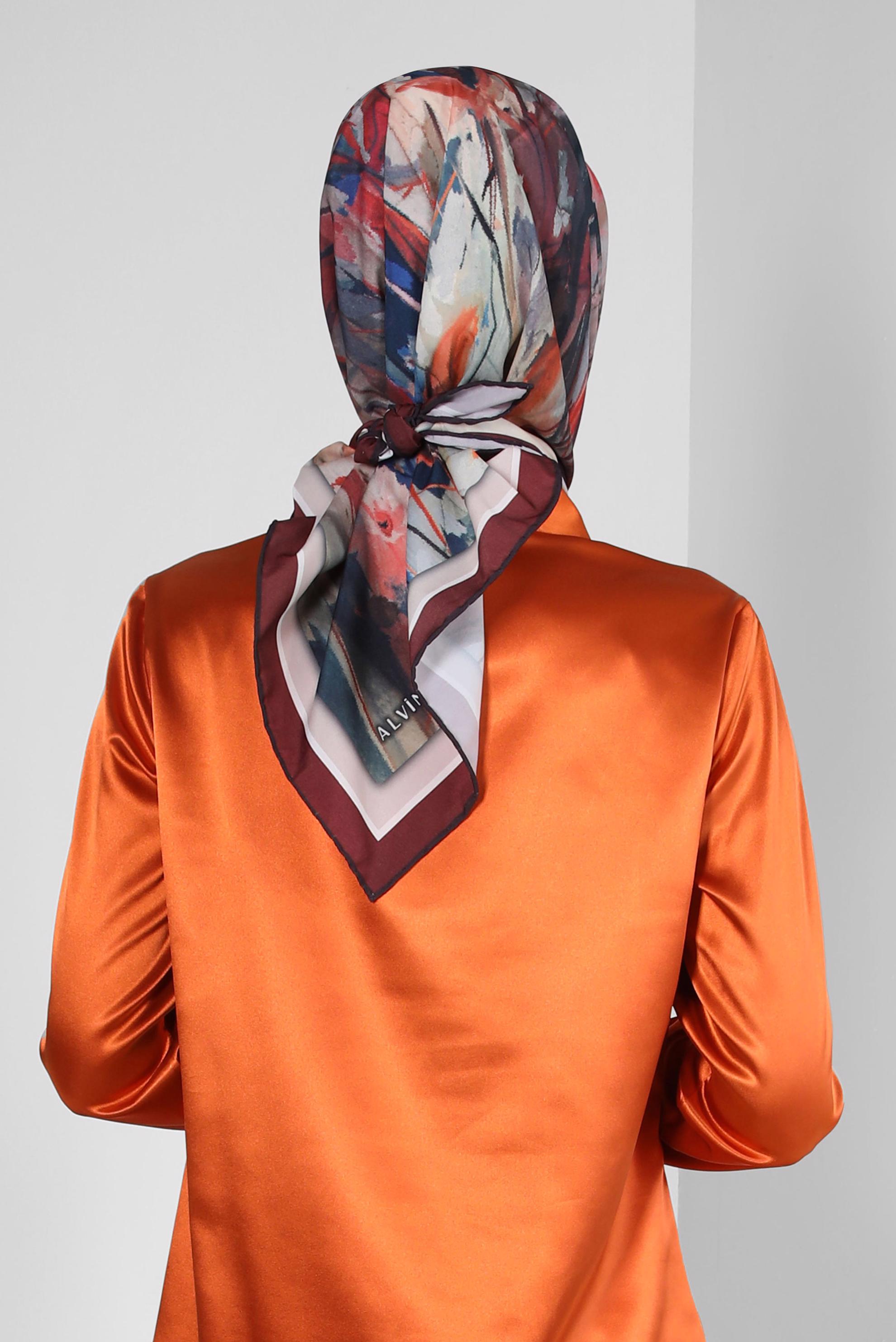 Tesettür giyim BORDO ALVİNA YAPRAK DESENLİ EŞARP 8231