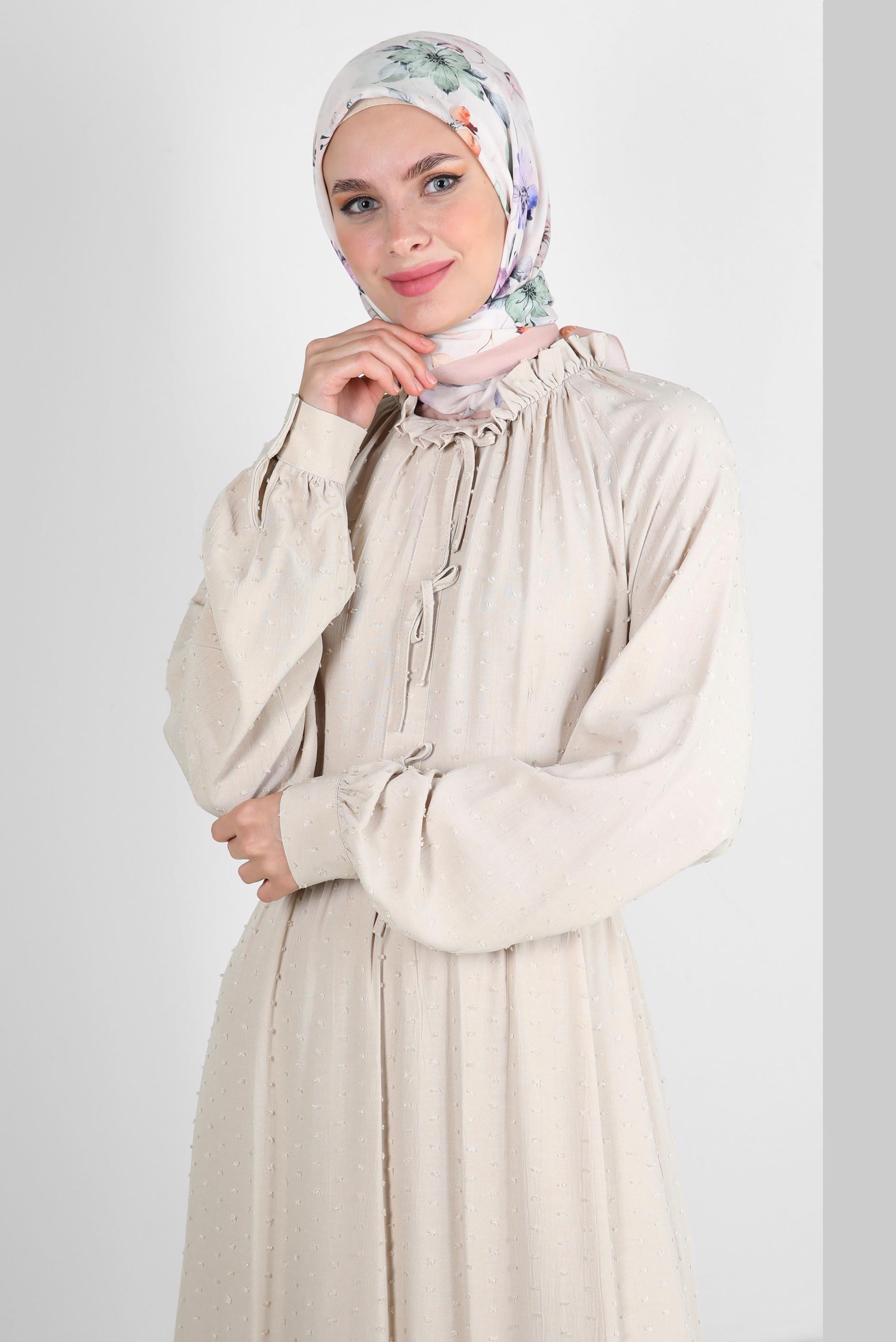 Tesettür giyim PUDRA ALVİNA ÇİÇEK DESENLİ EŞARP 8237