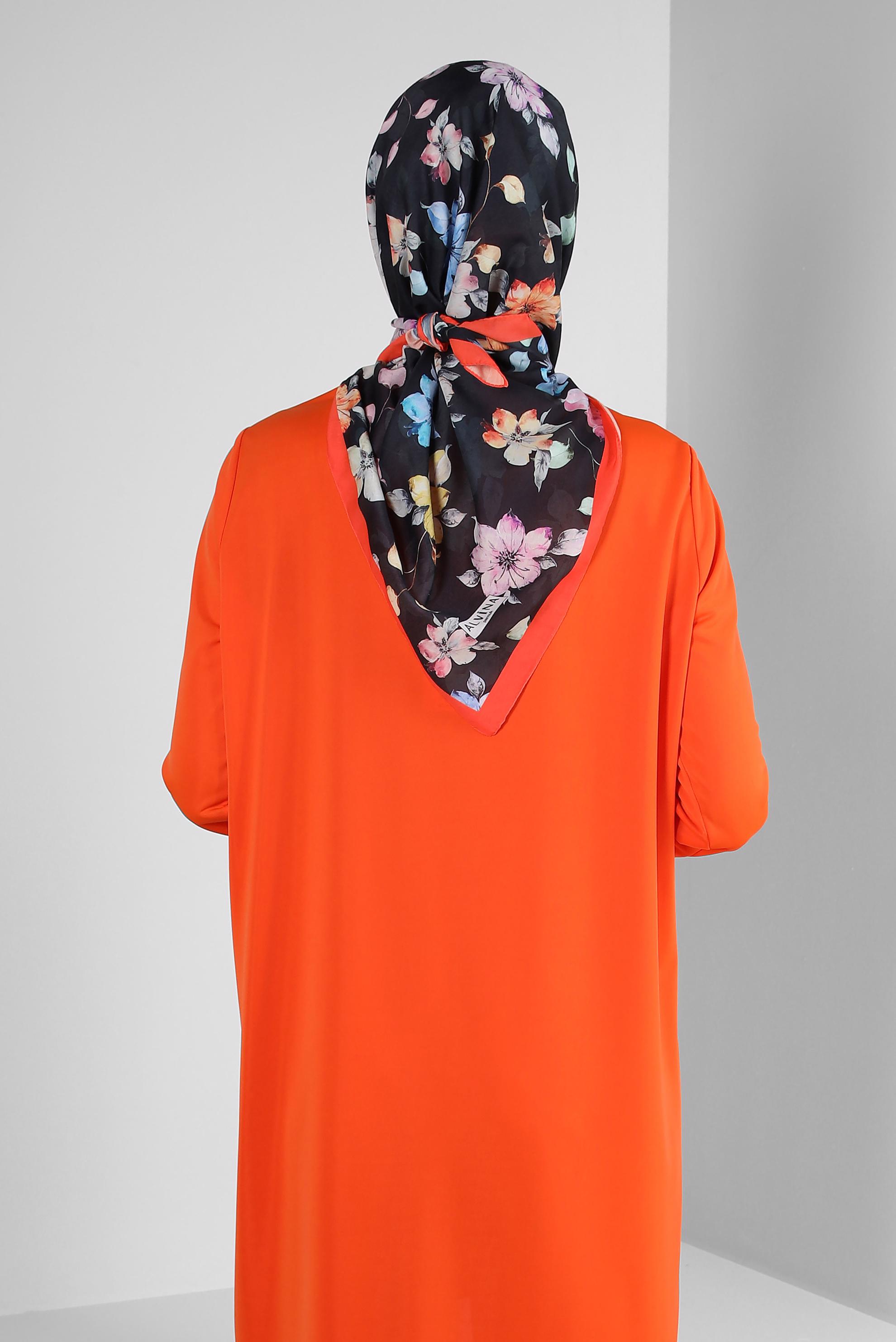 Tesettür giyim SİYAH ALVİNA ÇİÇEK DESENLİ EŞARP 8237