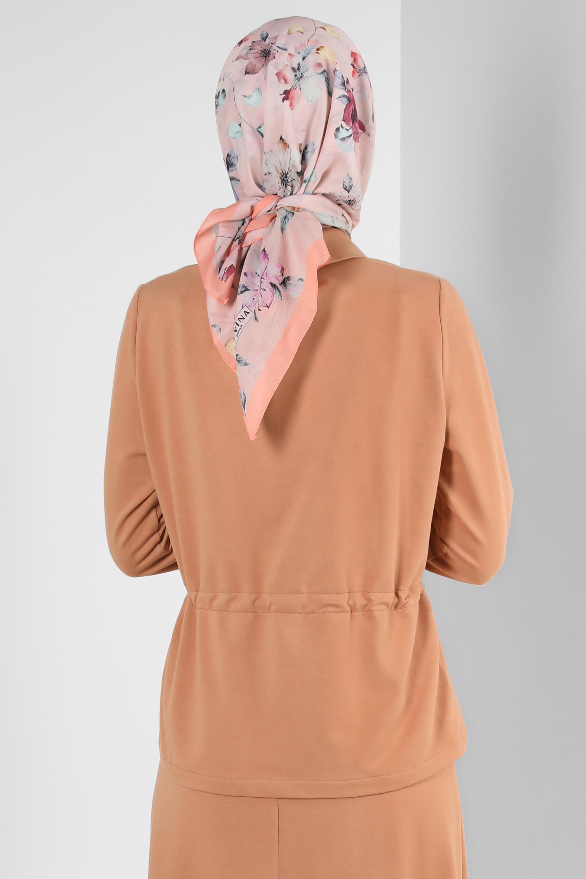 Tesettür giyim PUDRA ALVİNA ÇİÇEK DESENLİ EŞARP 8237