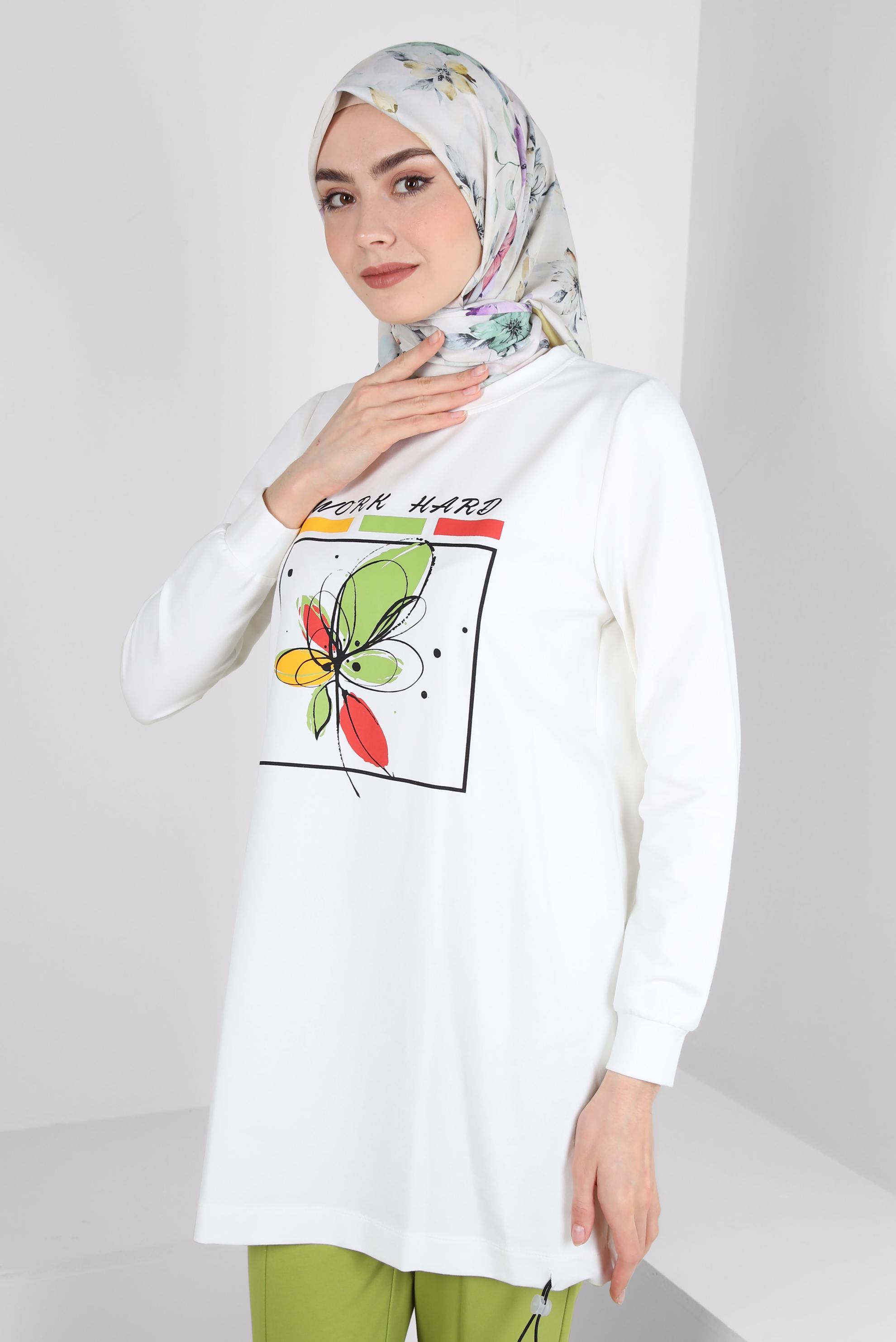 Tesettür giyim YEŞİL ALVİNA ÇİÇEK DESENLİ EŞARP 8237