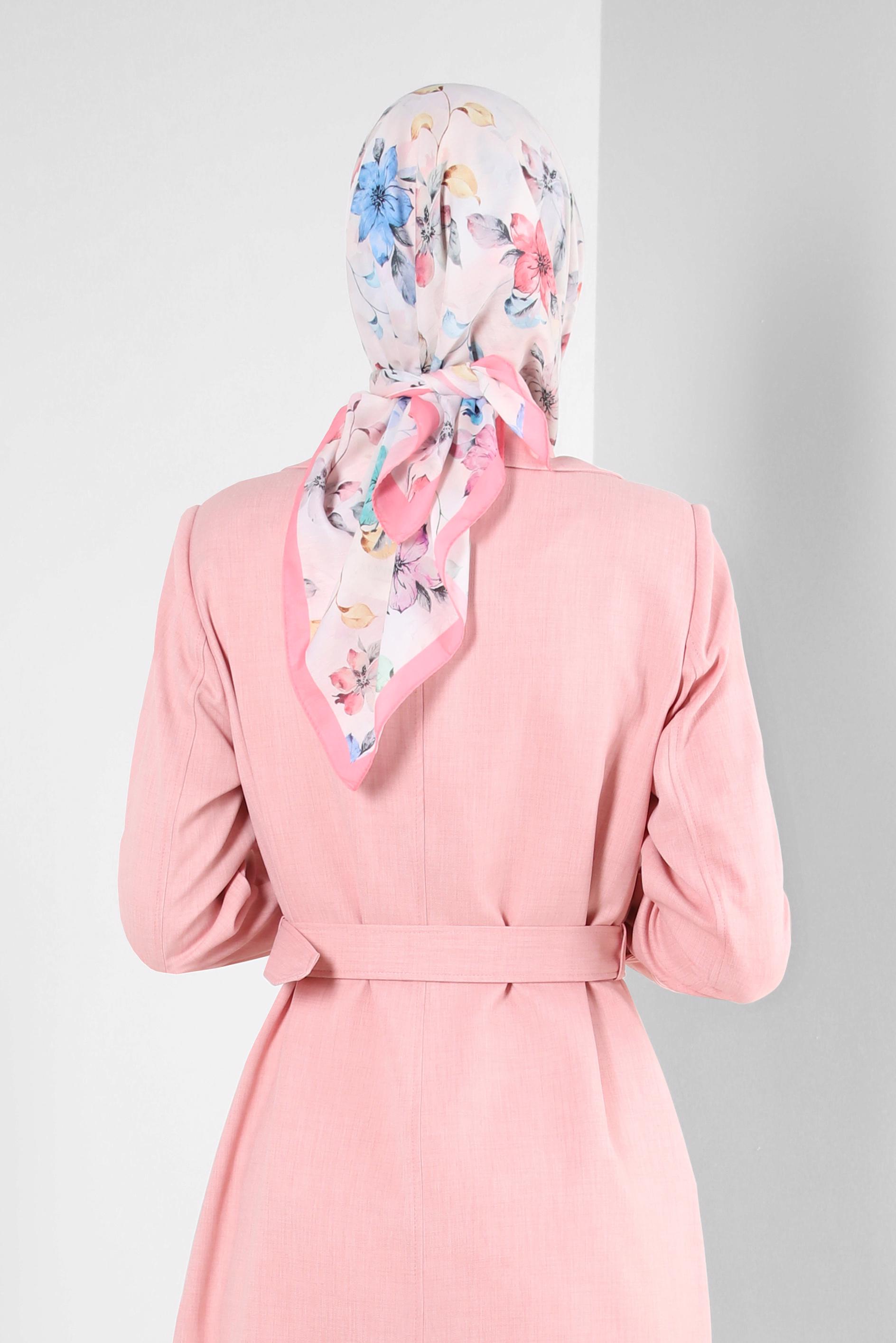 Tesettür giyim PEMBE ALVİNA ÇİÇEK DESENLİ EŞARP 8237