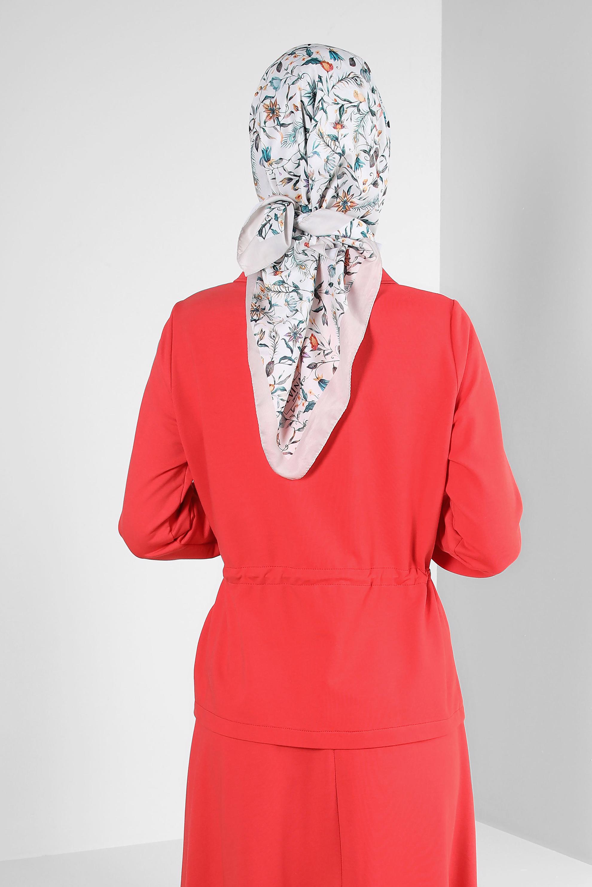 Tesettür giyim BEJ ALVİNA PAMUK VİNTAGE DESEN EŞARP 8238