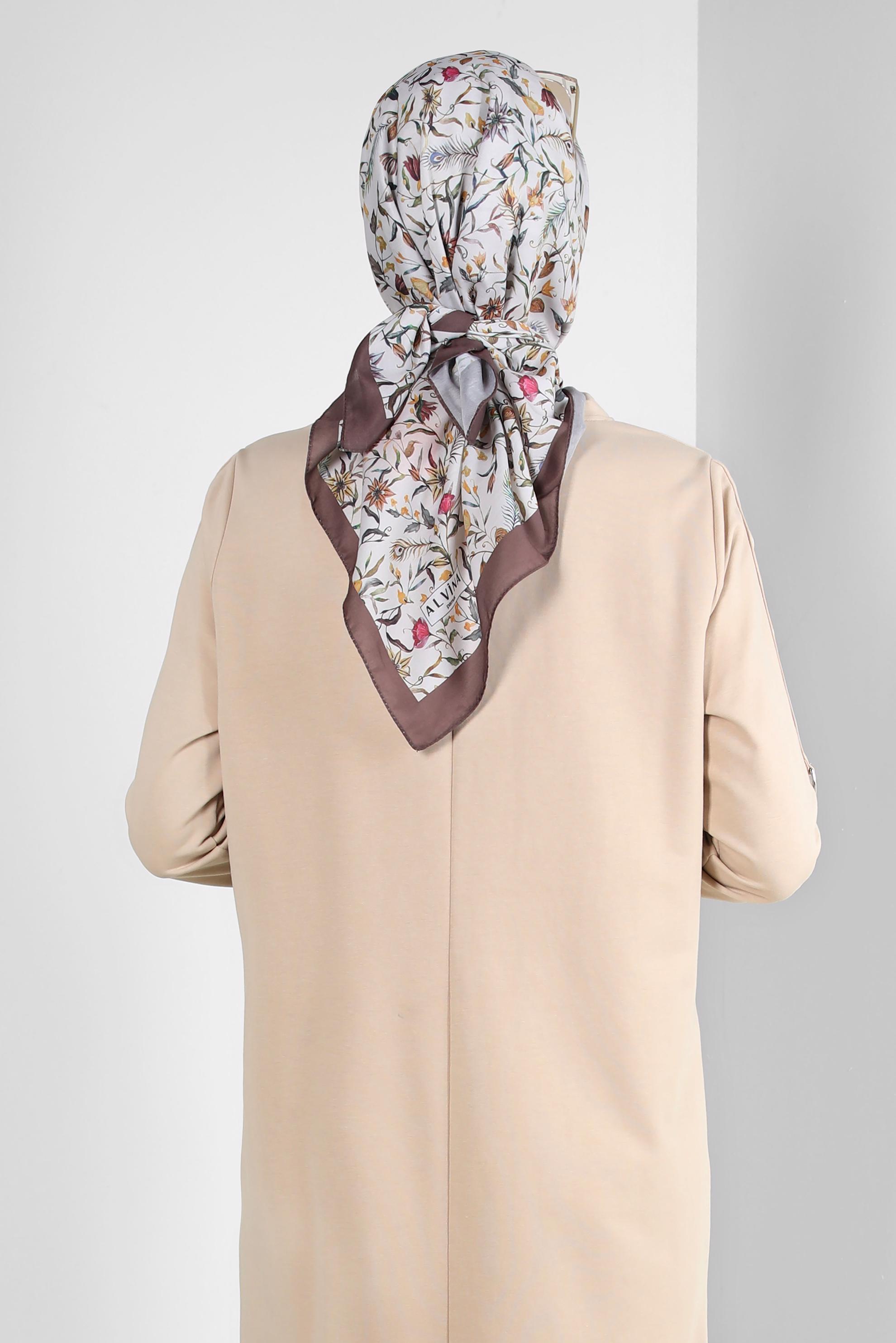 Tesettür giyim KAHVE ALVİNA PAMUK VİNTAGE DESEN EŞARP 8238