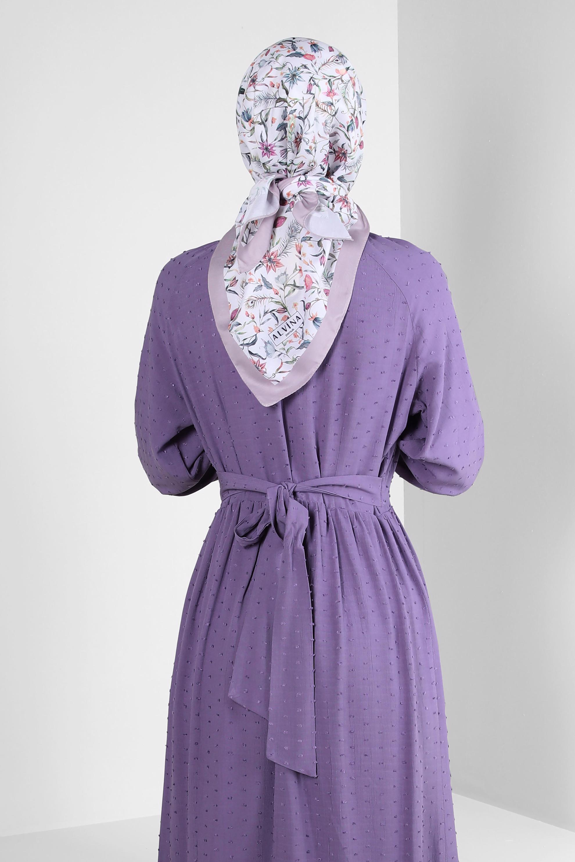 Tesettür giyim PUDRA ALVİNA PAMUK VİNTAGE DESEN EŞARP 8238