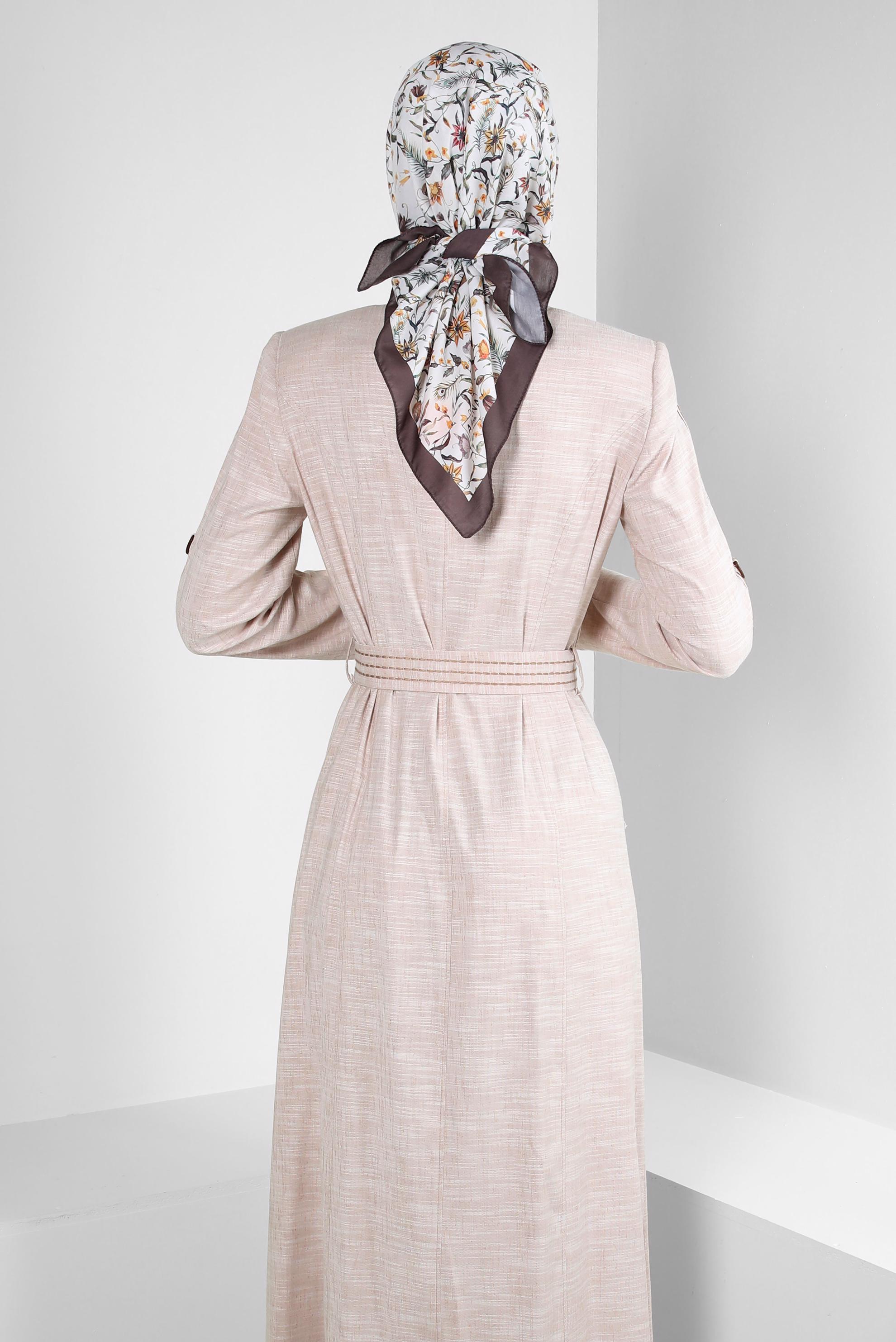 Tesettür giyim KAHVE ALVİNA PAMUK VİNTAGE DESEN EŞARP 8238