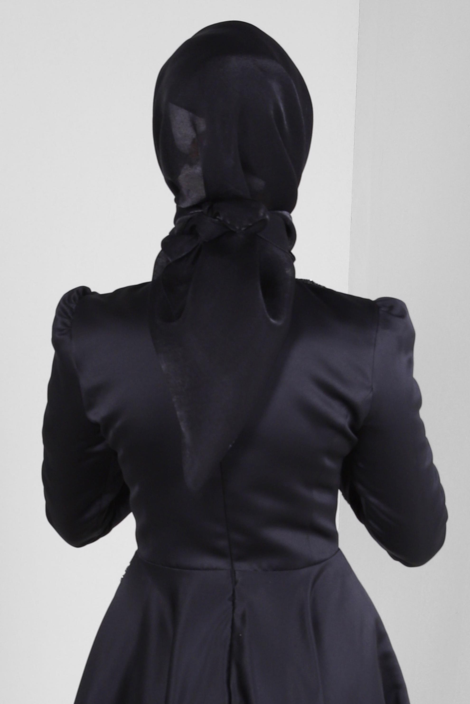 Tesettür giyim SİYAH ALVİNA DÜZ EŞARP 8239