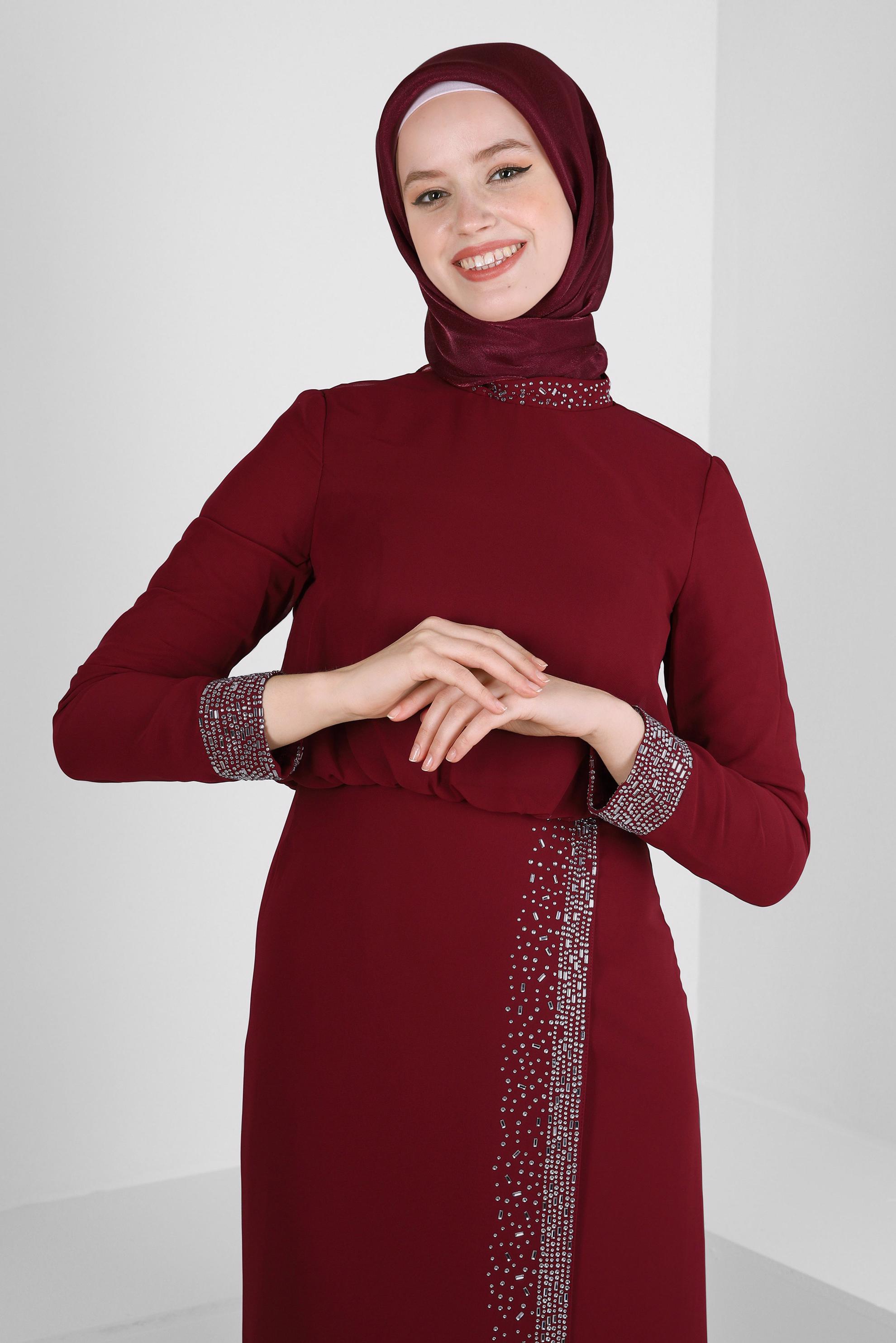 Tesettür giyim BORDO ALVİNA DÜZ EŞARP 8239