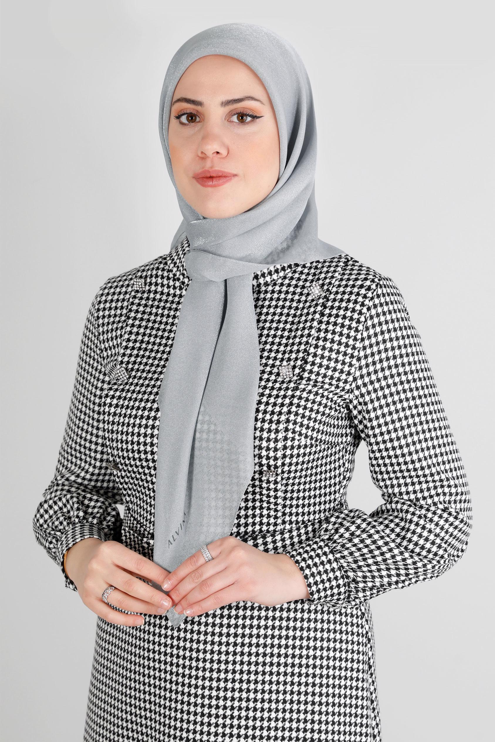 Tesettür giyim GÜMÜŞ ALVİNA DÜZ EŞARP 8239