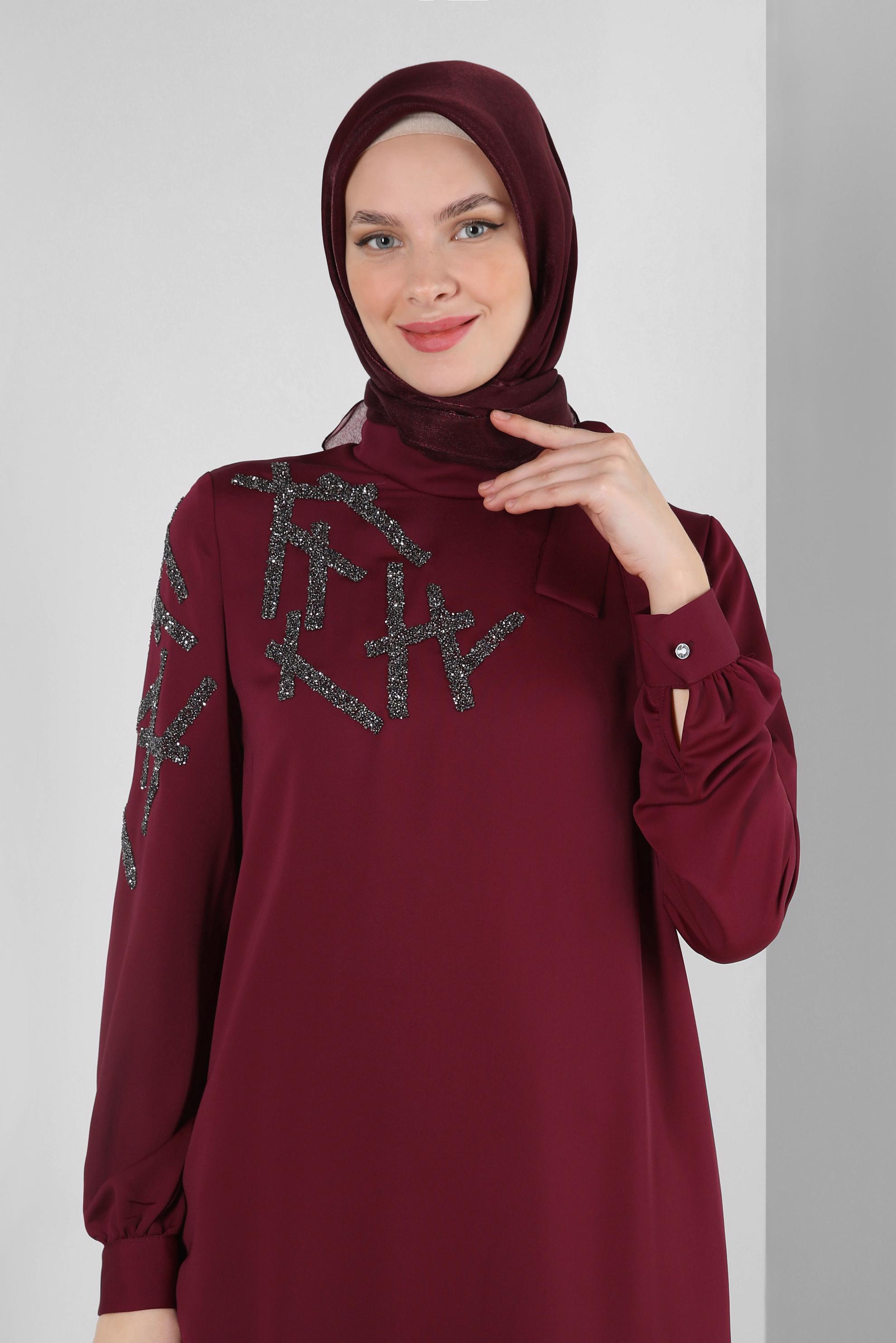 Tesettür giyim BORDO ALVİNA DÜZ EŞARP 8239
