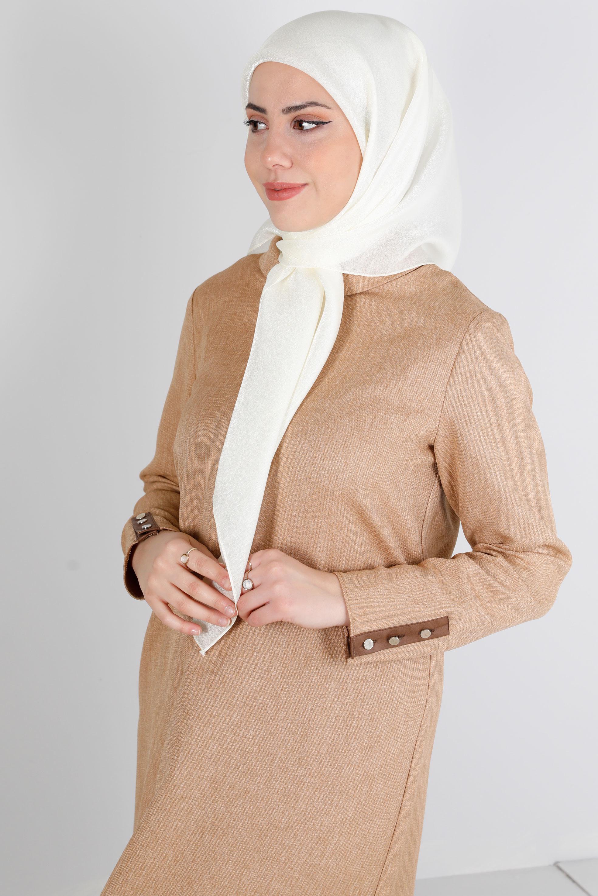 Tesettür giyim BEYAZ ALVİNA DÜZ EŞARP 8239