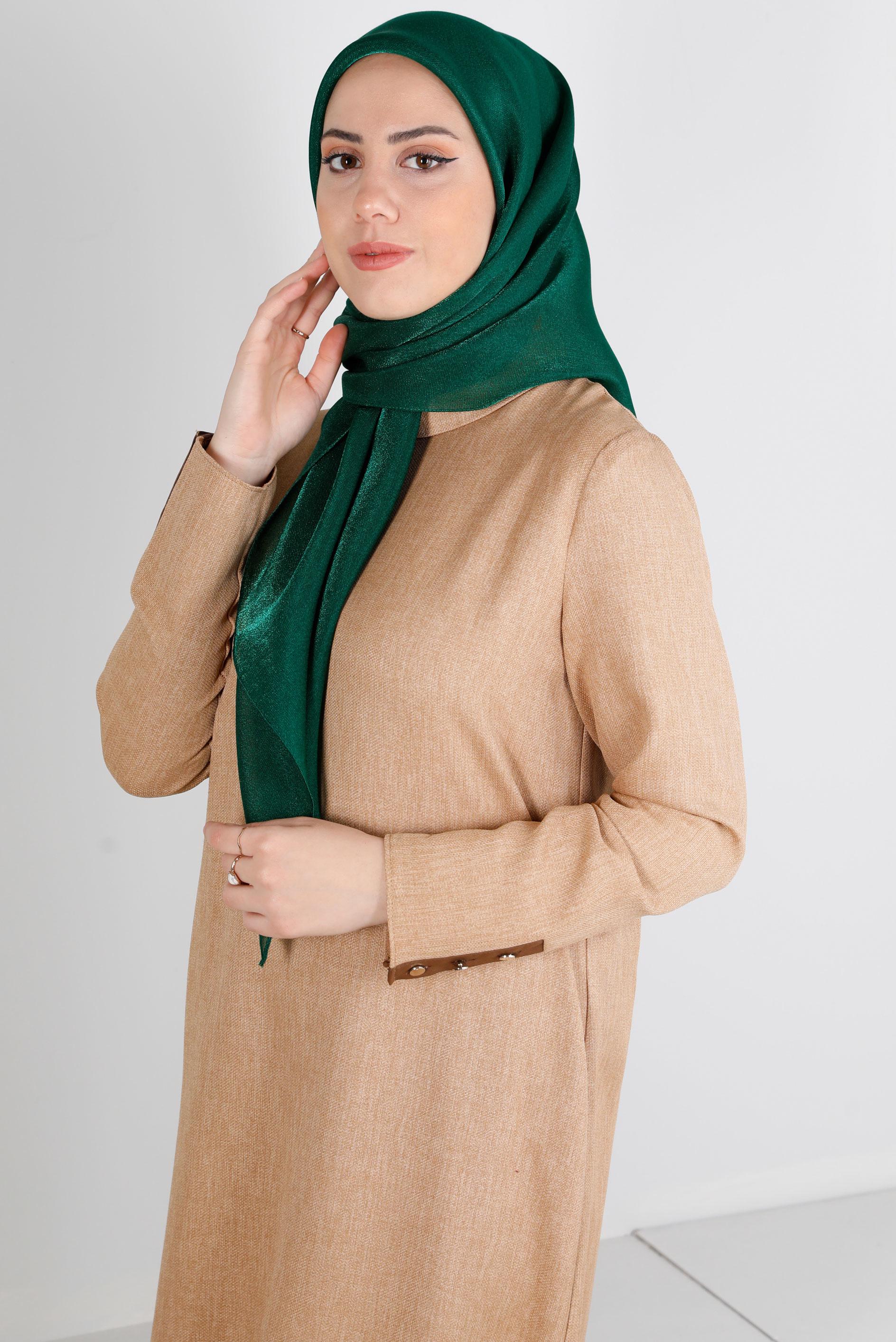 Tesettür giyim YEŞİL ALVİNA DÜZ EŞARP 8239