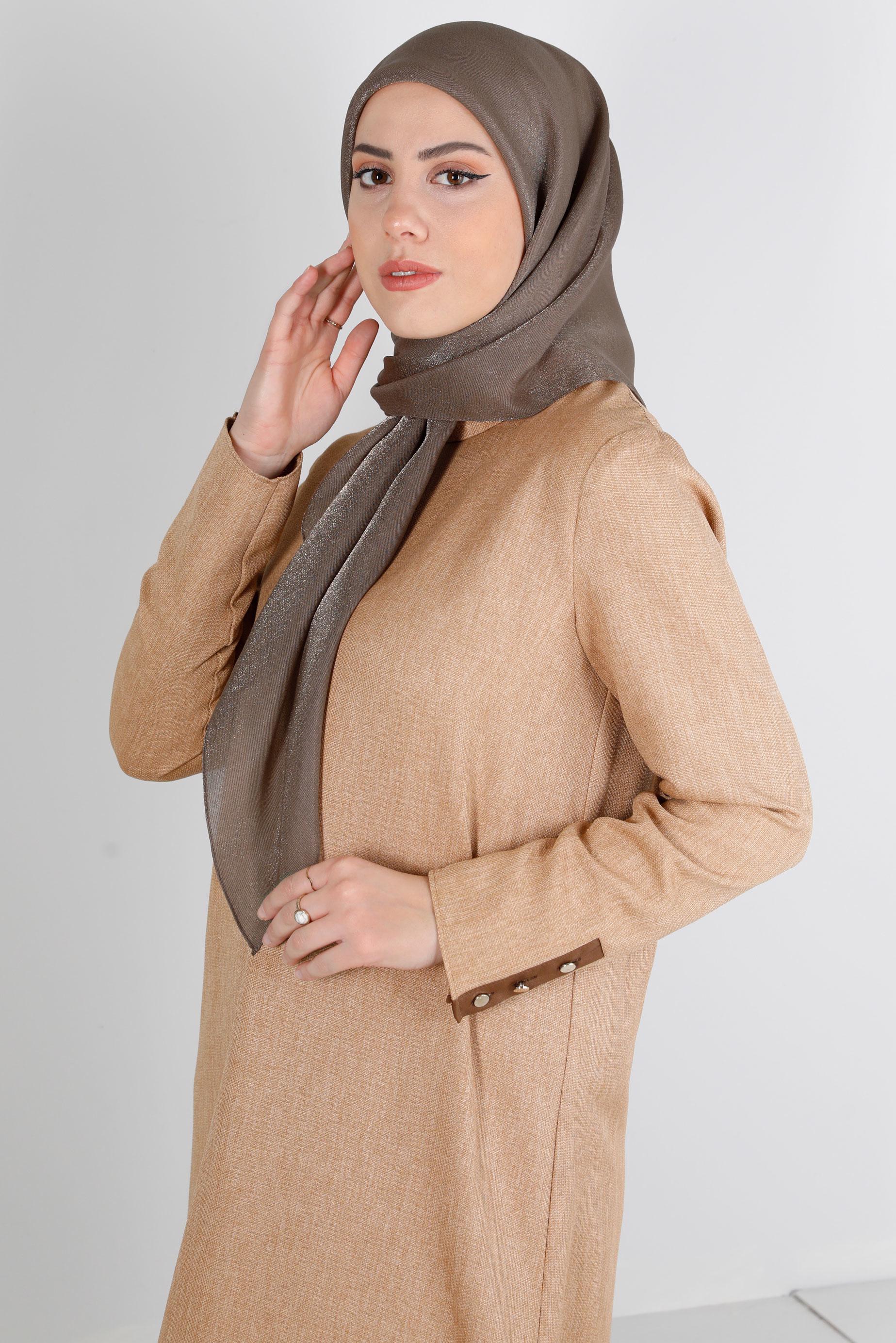 Tesettür giyim KAHVE ALVİNA DÜZ EŞARP 8239