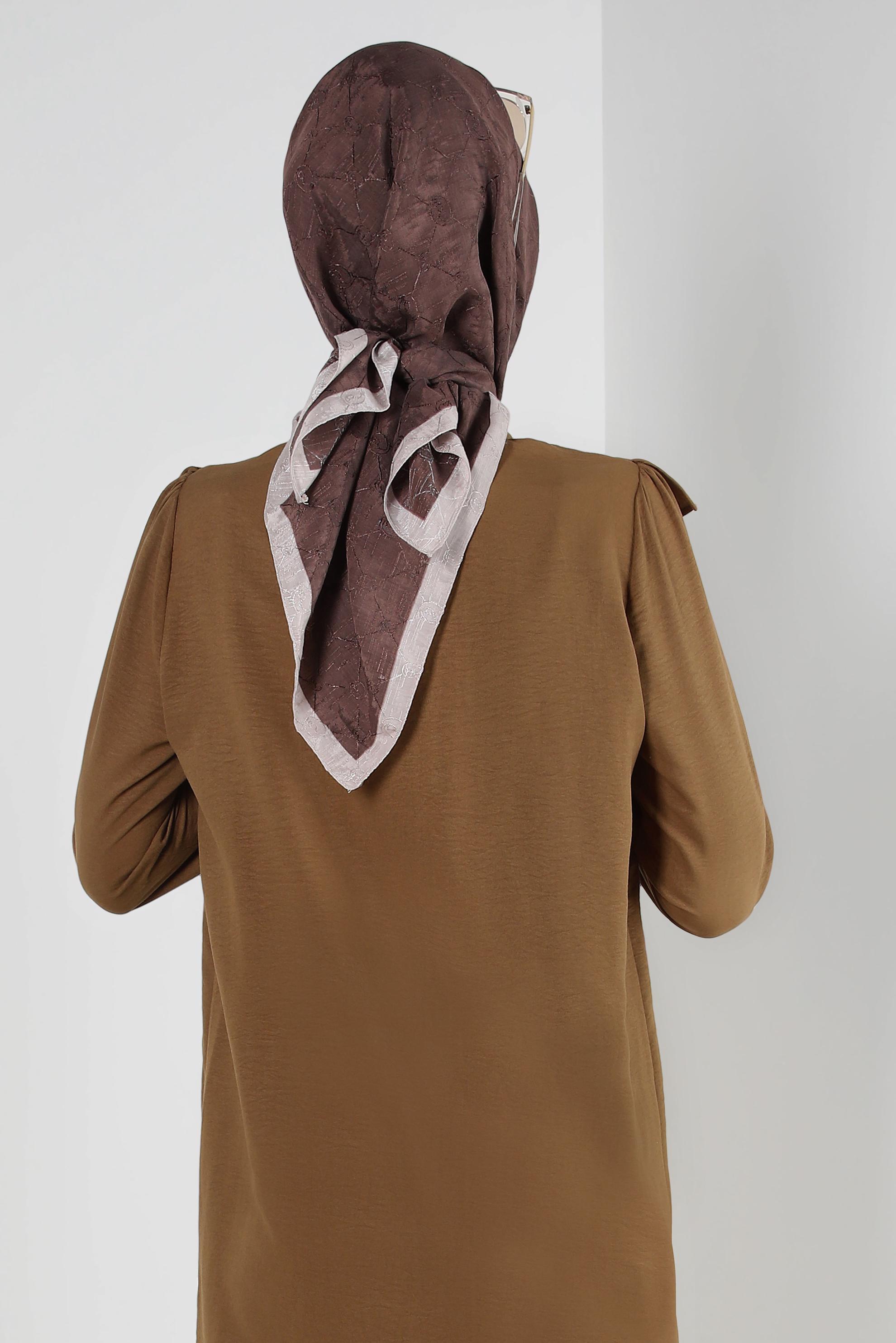 Tesettür giyim KAHVE ALVİNA PAMUKLU EŞARP 8241