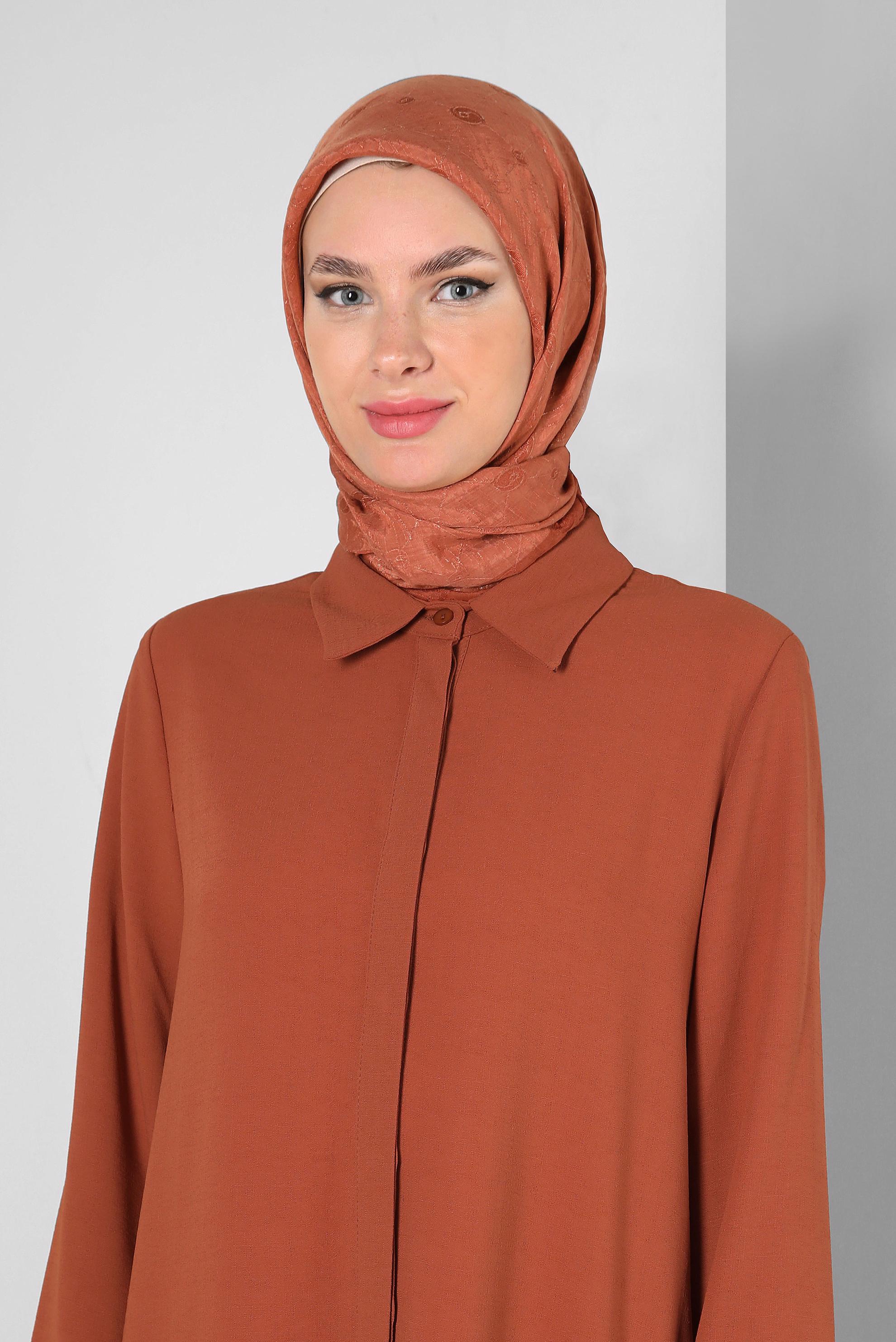 Tesettür giyim TURUNCU ALVİNA PAMUKLU EŞARP 8241