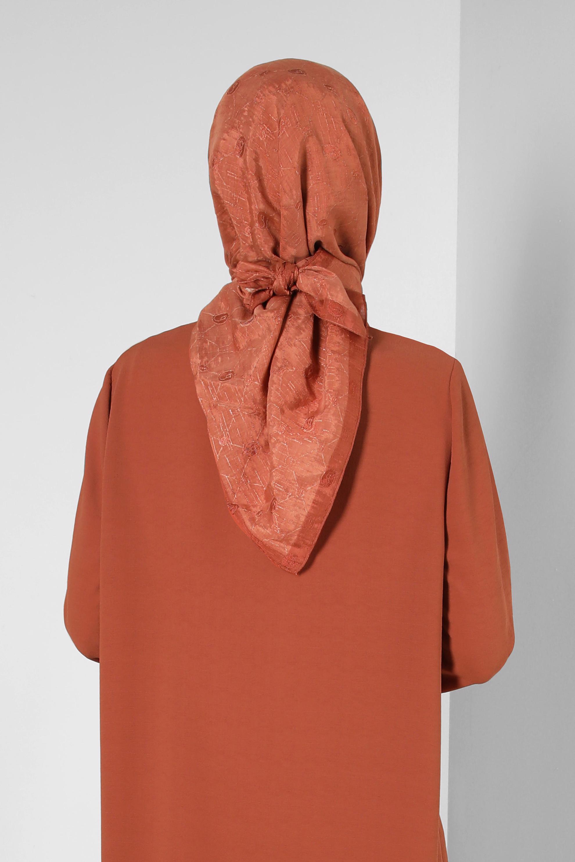 Tesettür giyim TURUNCU ALVİNA PAMUKLU EŞARP 8241