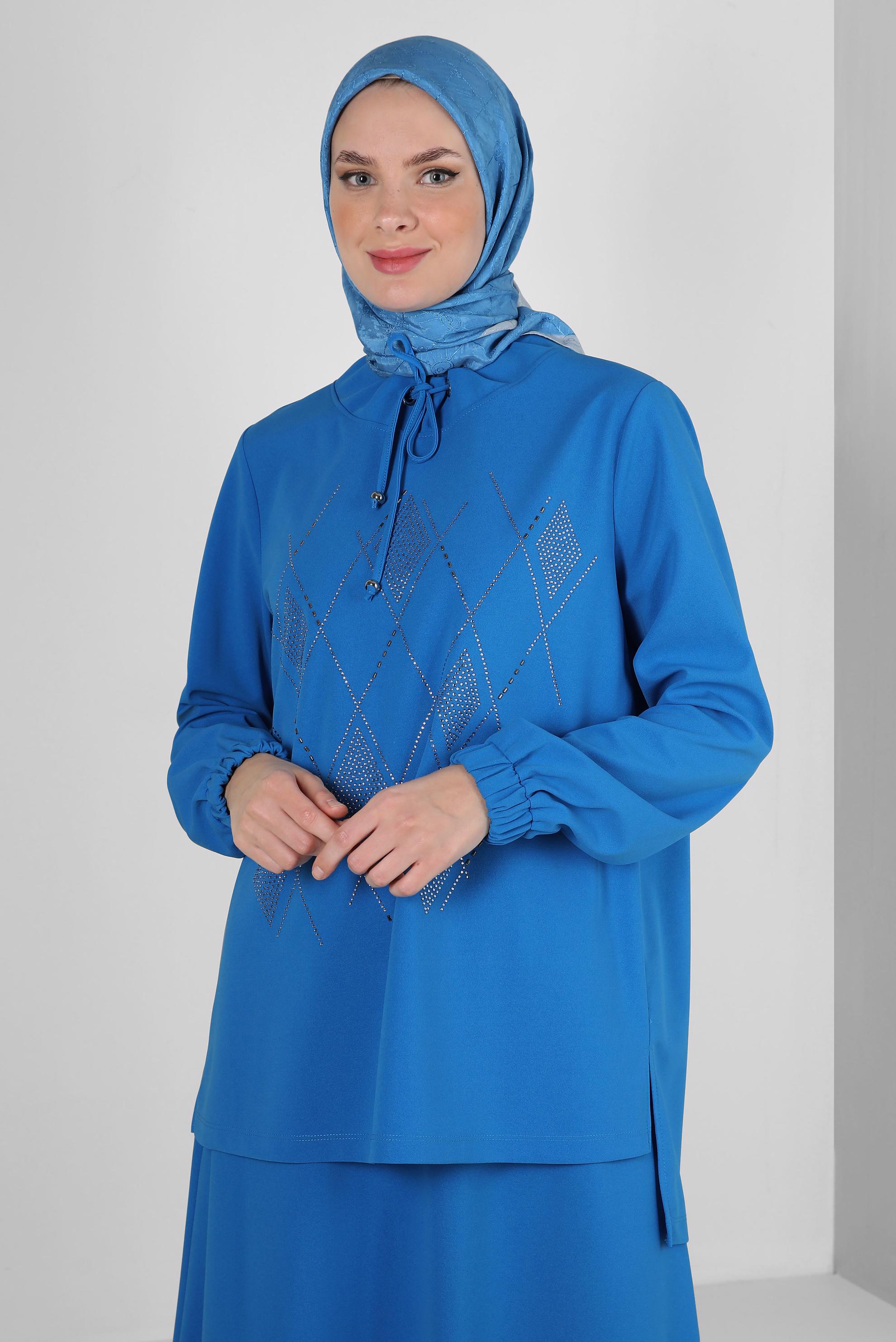 Tesettür giyim MAVİ ALVİNA PAMUKLU EŞARP 8241