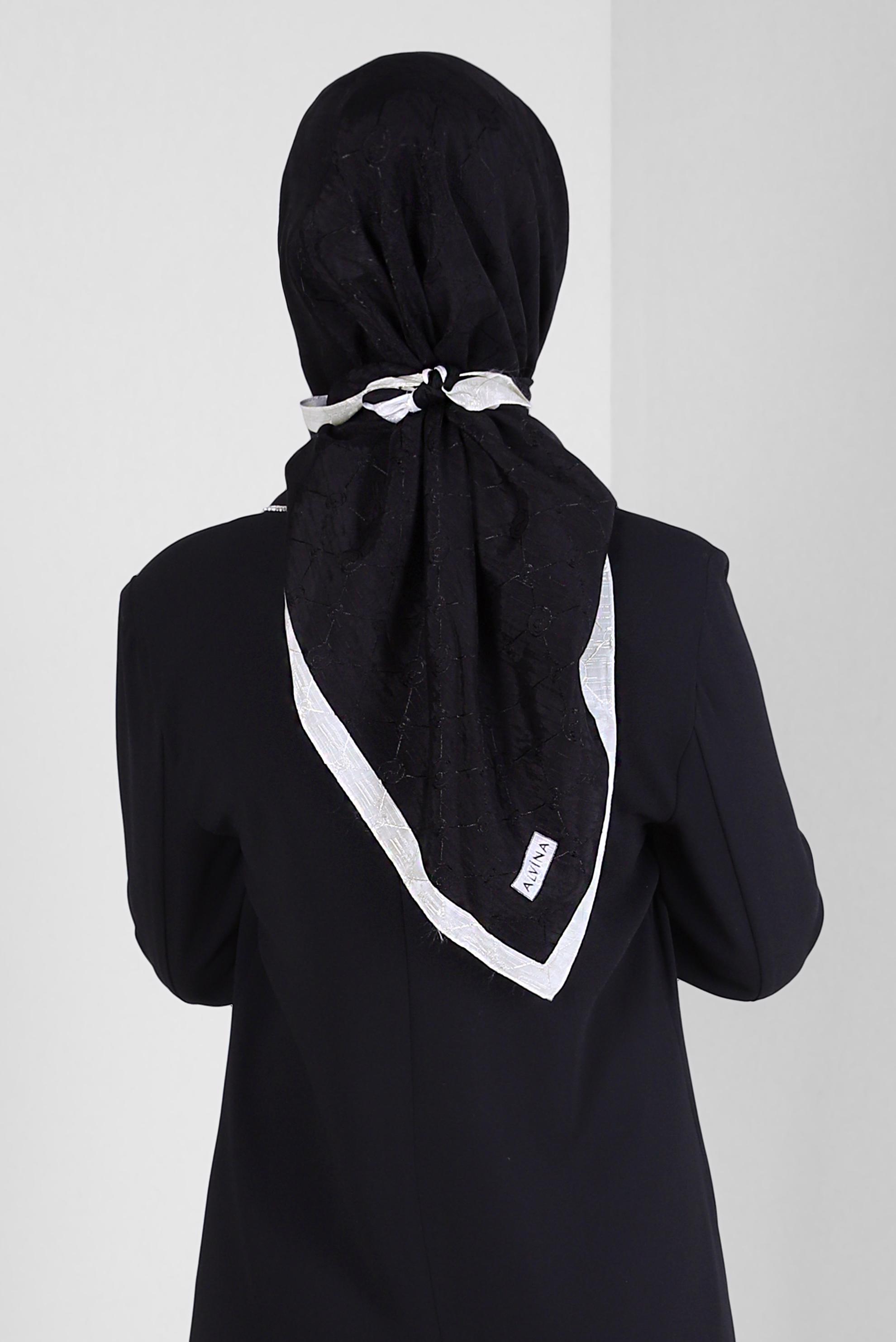 Tesettür giyim SİYAH ALVİNA PAMUKLU EŞARP 8241