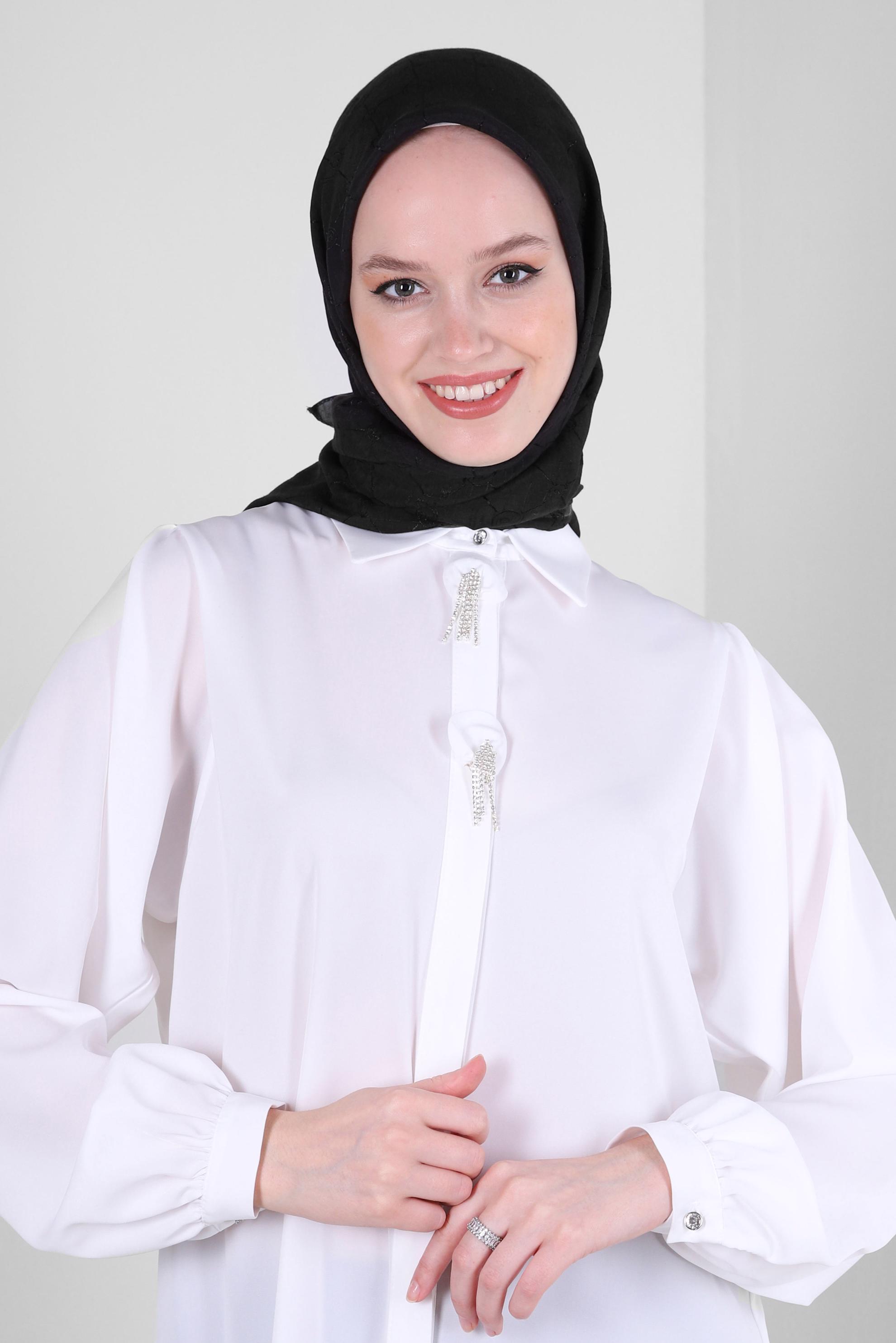 Tesettür giyim SİYAH ALVİNA PAMUKLU EŞARP 8241