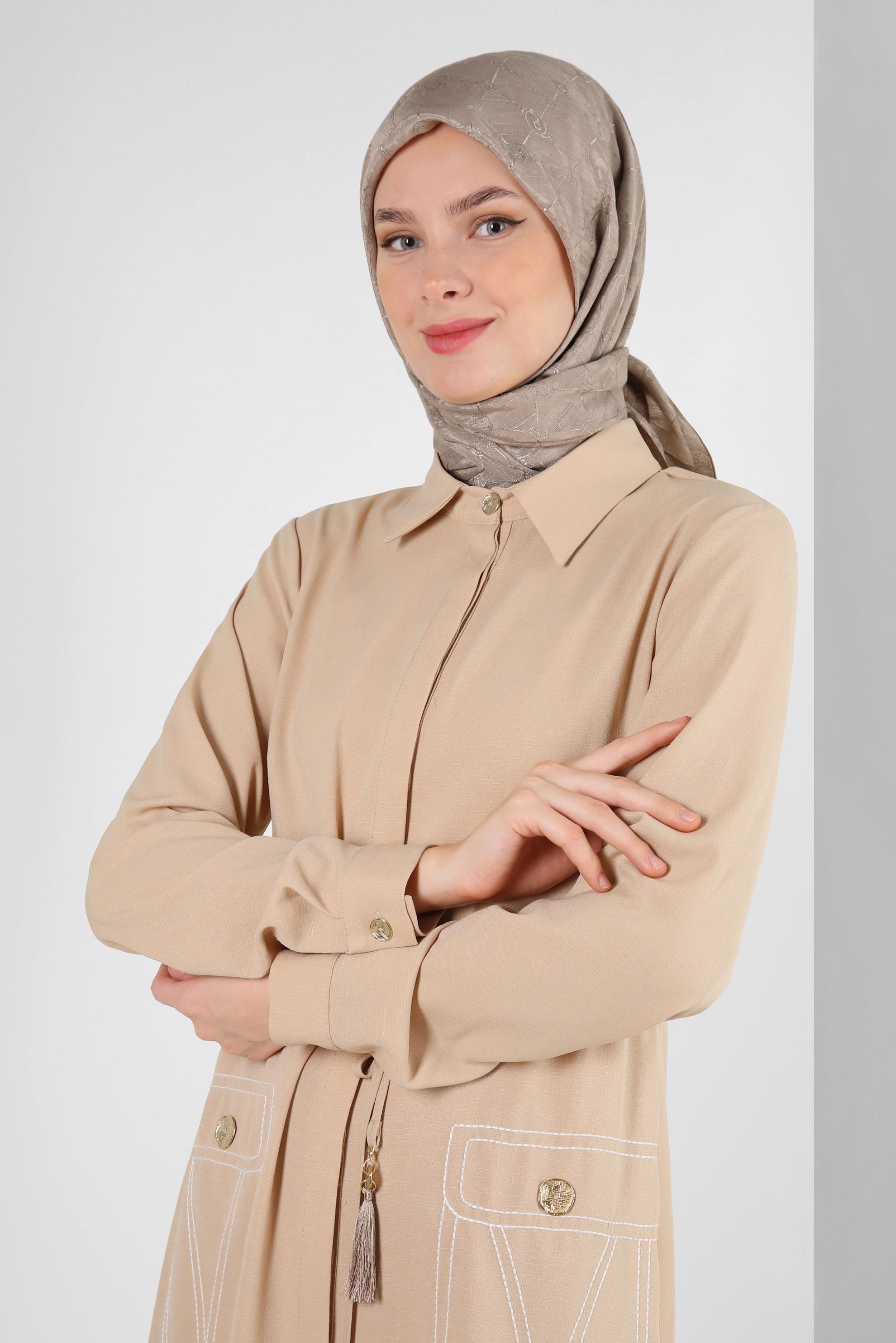 Tesettür giyim VİZON ALVİNA PAMUKLU EŞARP 8241