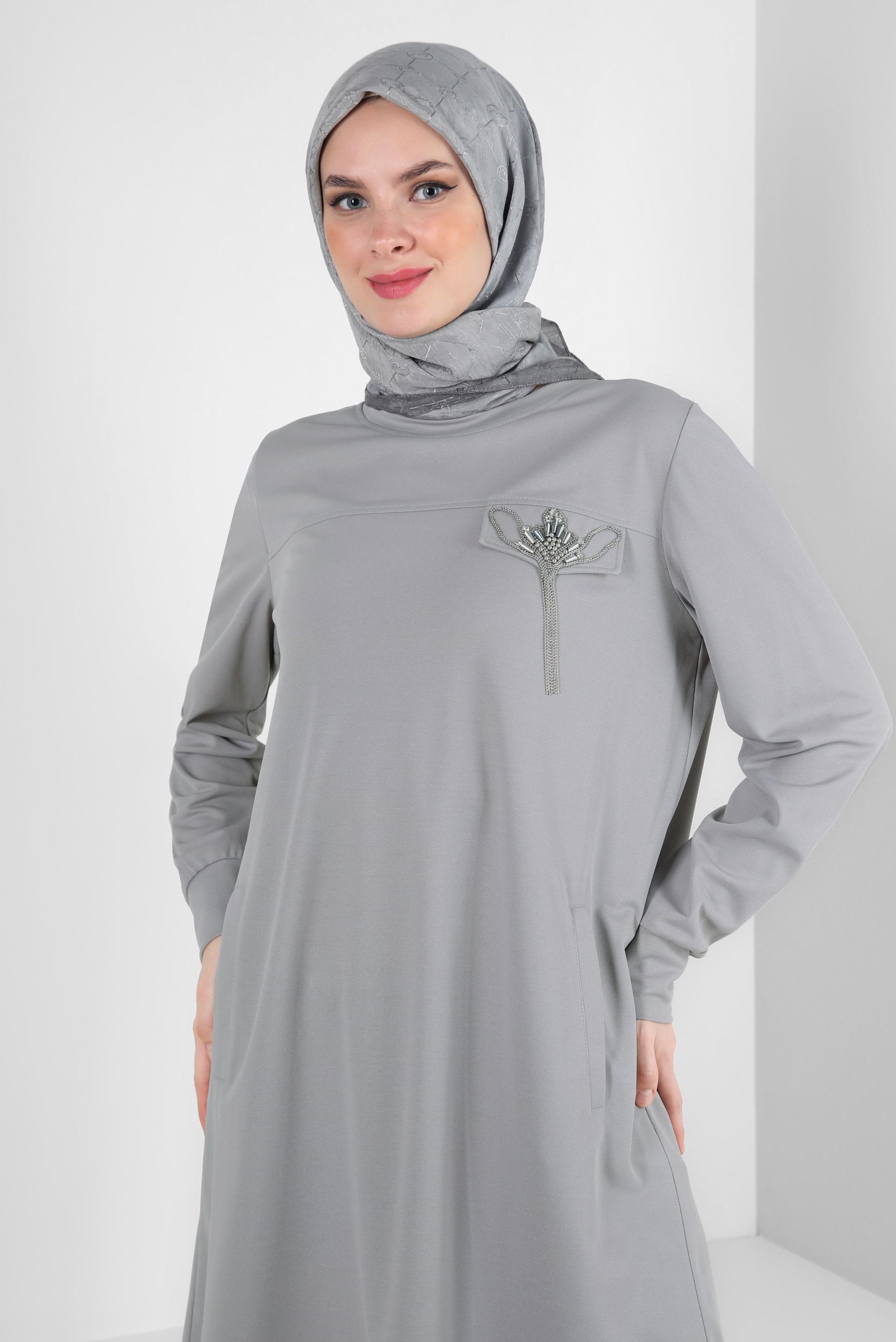 Tesettür giyim GRİ ALVİNA PAMUKLU EŞARP 8241