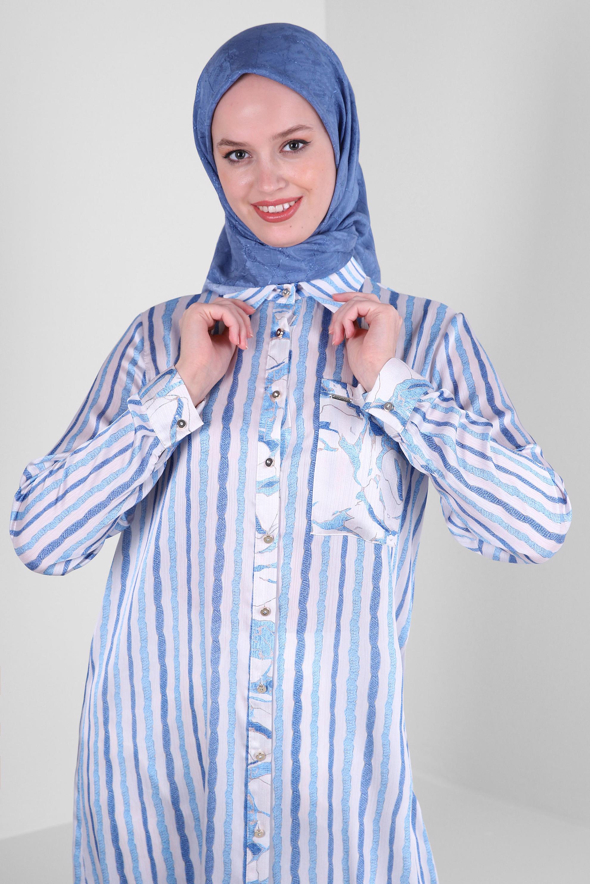 Tesettür giyim MAVİ ALVİNA PAMUKLU EŞARP 8241