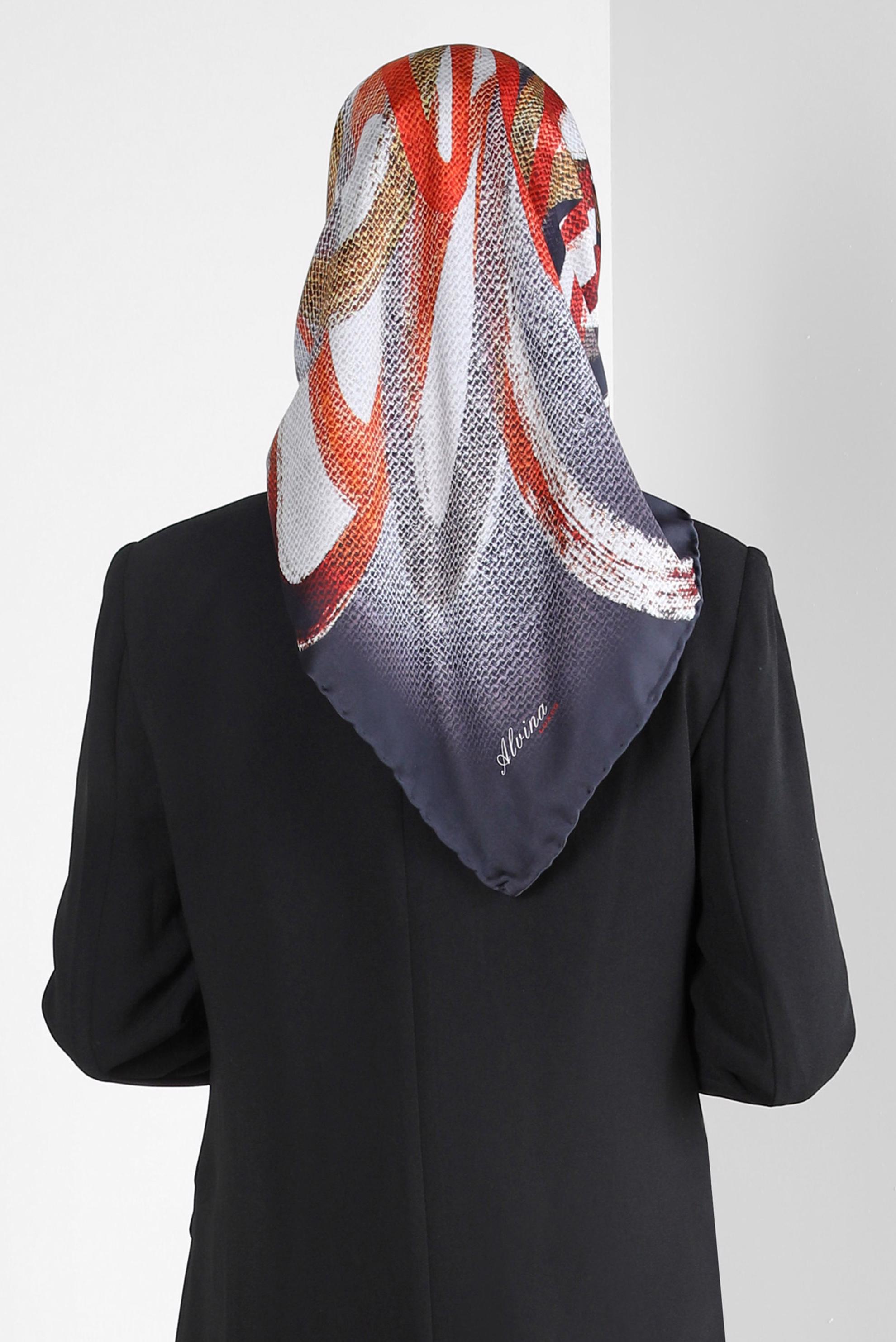 Tesettür giyim SİYAH ALVİNA DESENLİ EŞARP 8245 