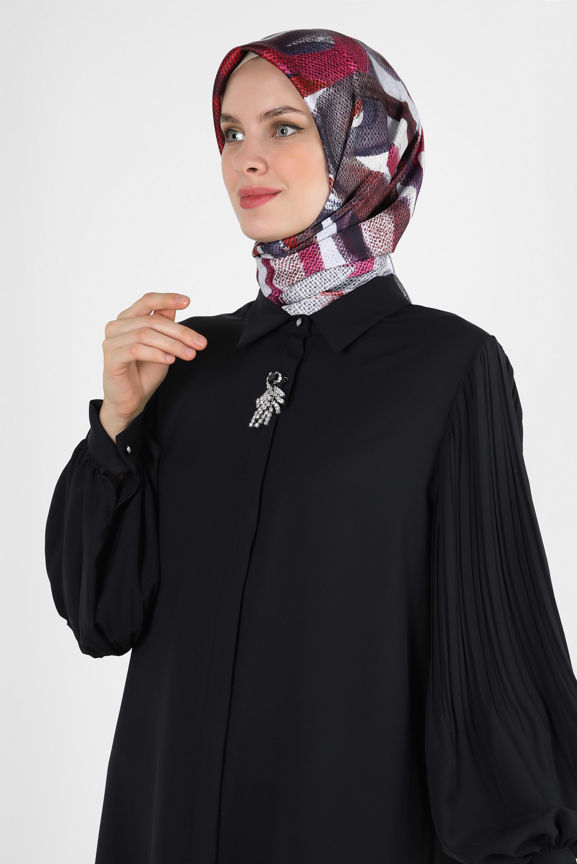 Tesettür giyim GRİ ALVİNA DESENLİ EŞARP 8245 