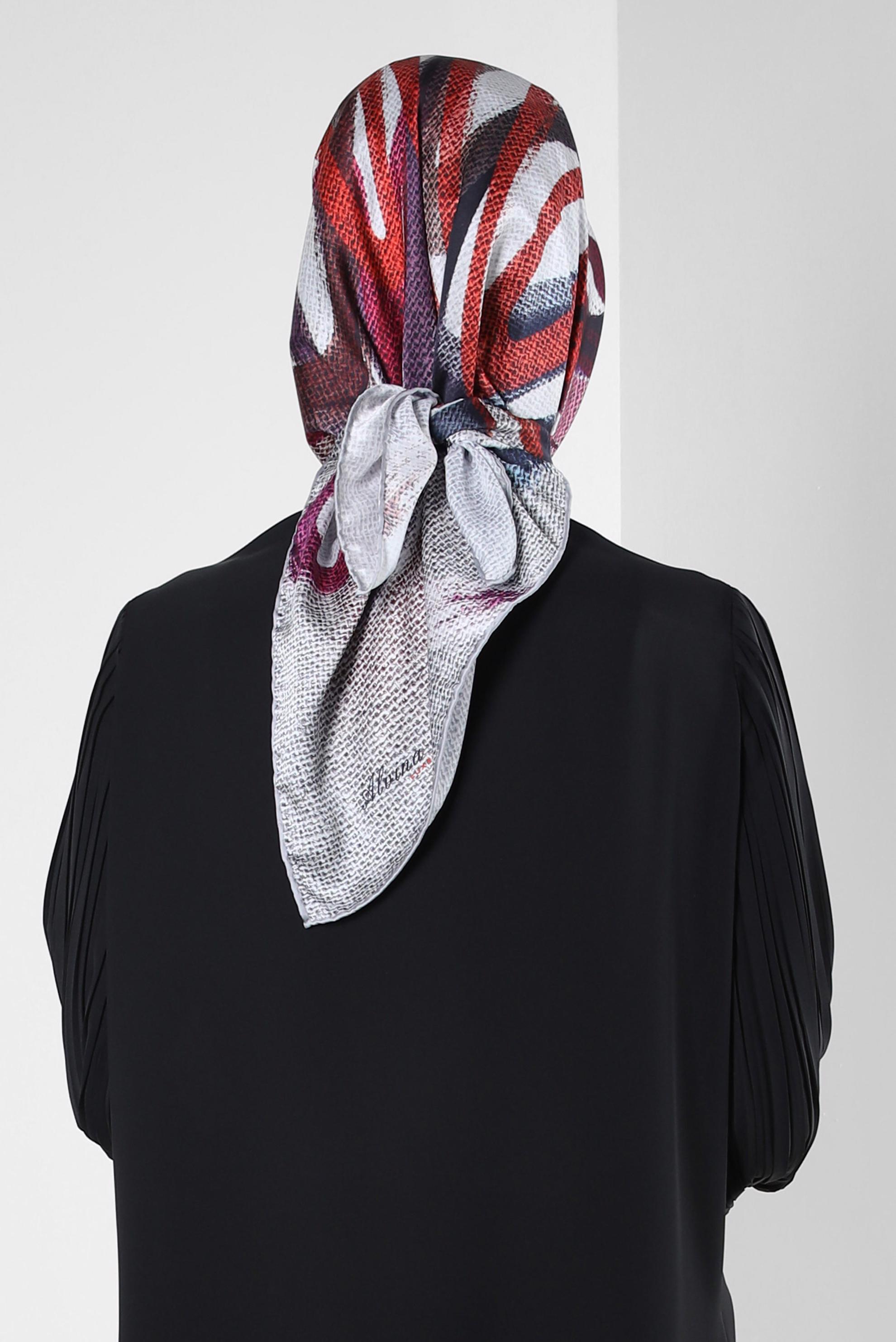 Tesettür giyim GRİ ALVİNA DESENLİ EŞARP 8245 