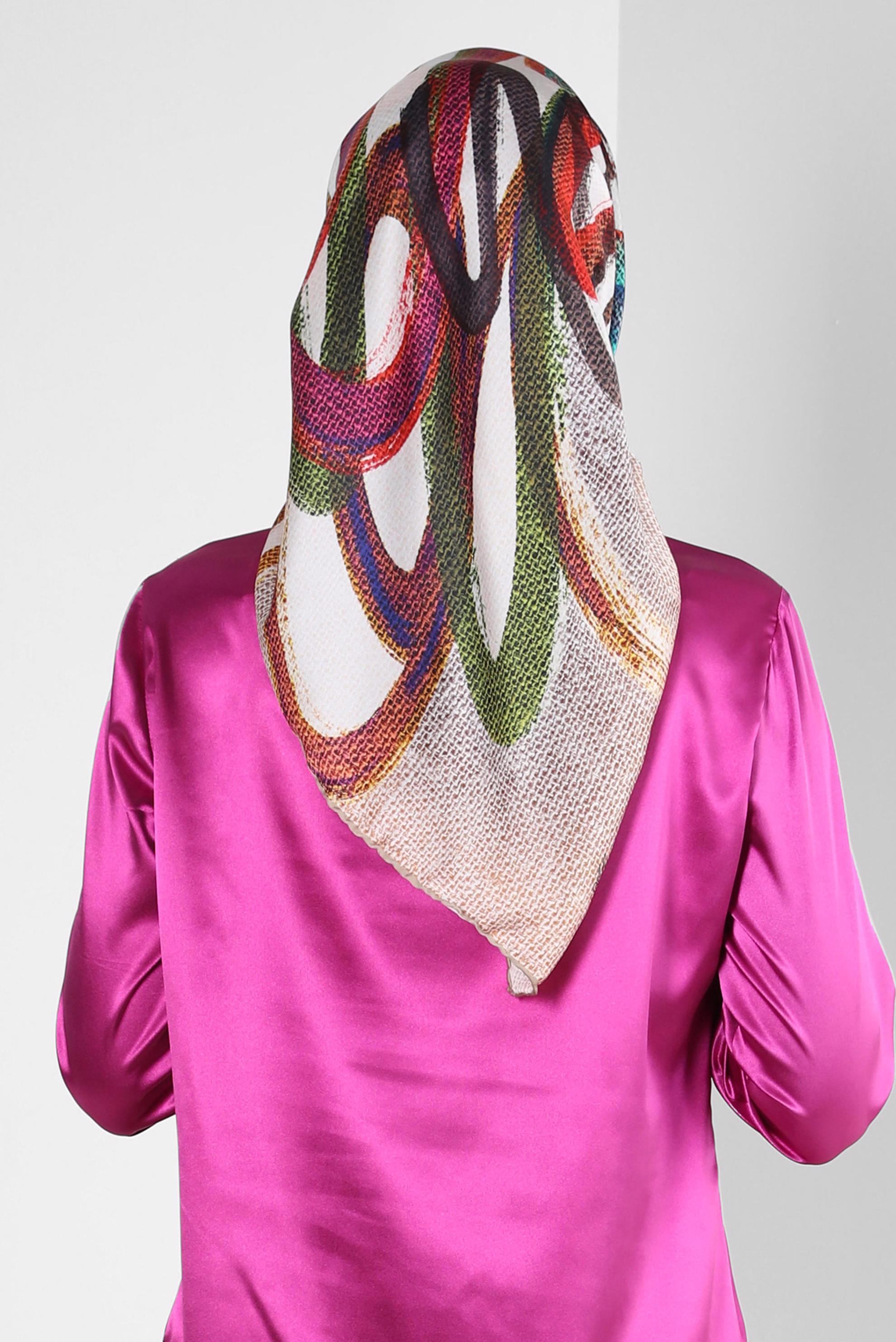 Tesettür giyim PEMBE ALVİNA DESENLİ EŞARP 8245 