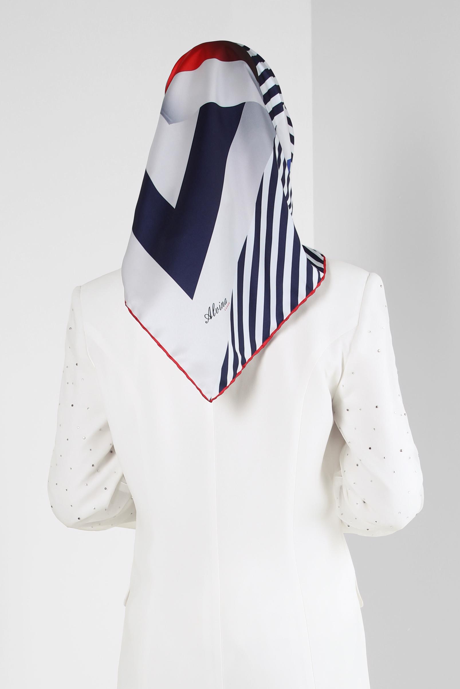 Tesettür giyim LACİVERT ALVİNA ŞERİT DETAYLI EŞARP 8246 