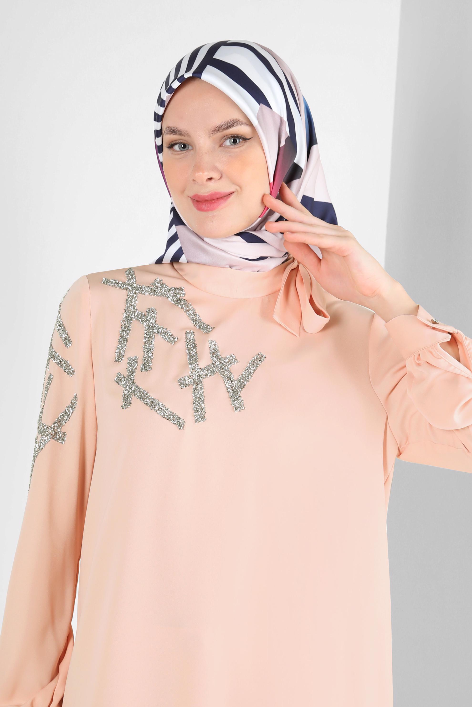 Tesettür giyim LACİVERT ALVİNA ŞERİT DETAYLI EŞARP 8246 