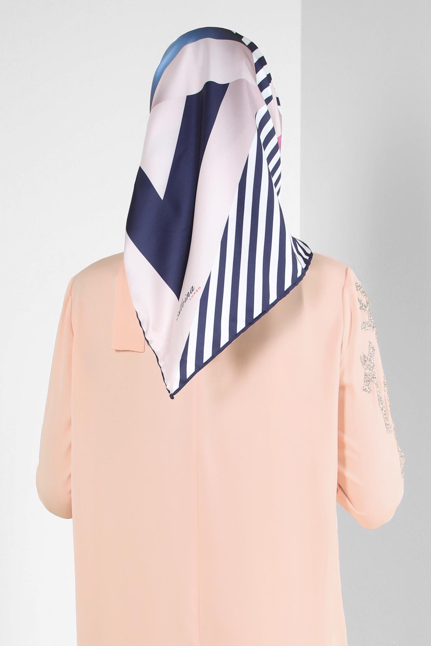 Tesettür giyim LACİVERT ALVİNA ŞERİT DETAYLI EŞARP 8246 