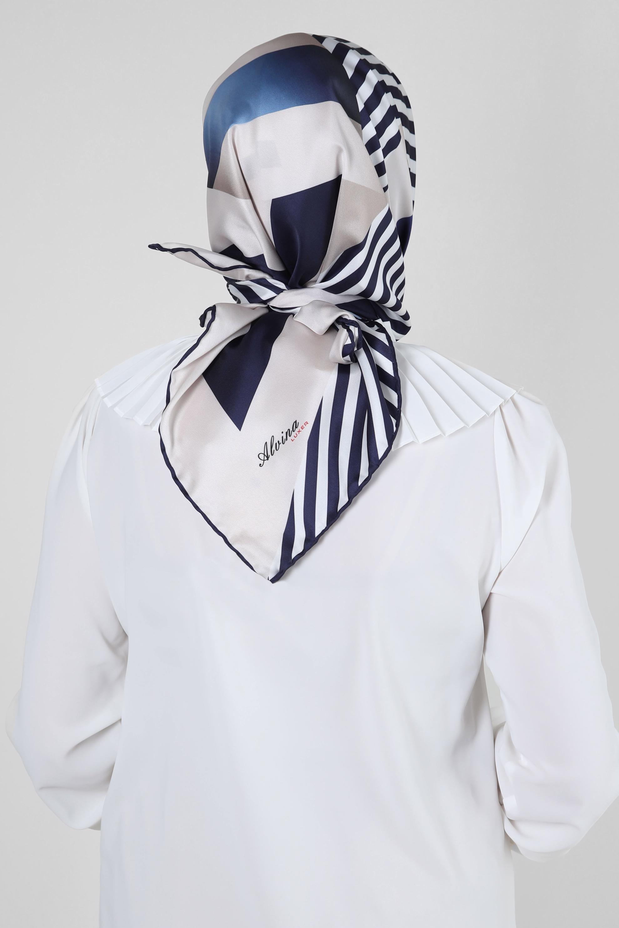 Tesettür giyim LACİVERT ALVİNA ŞERİT DETAYLI EŞARP 8246 