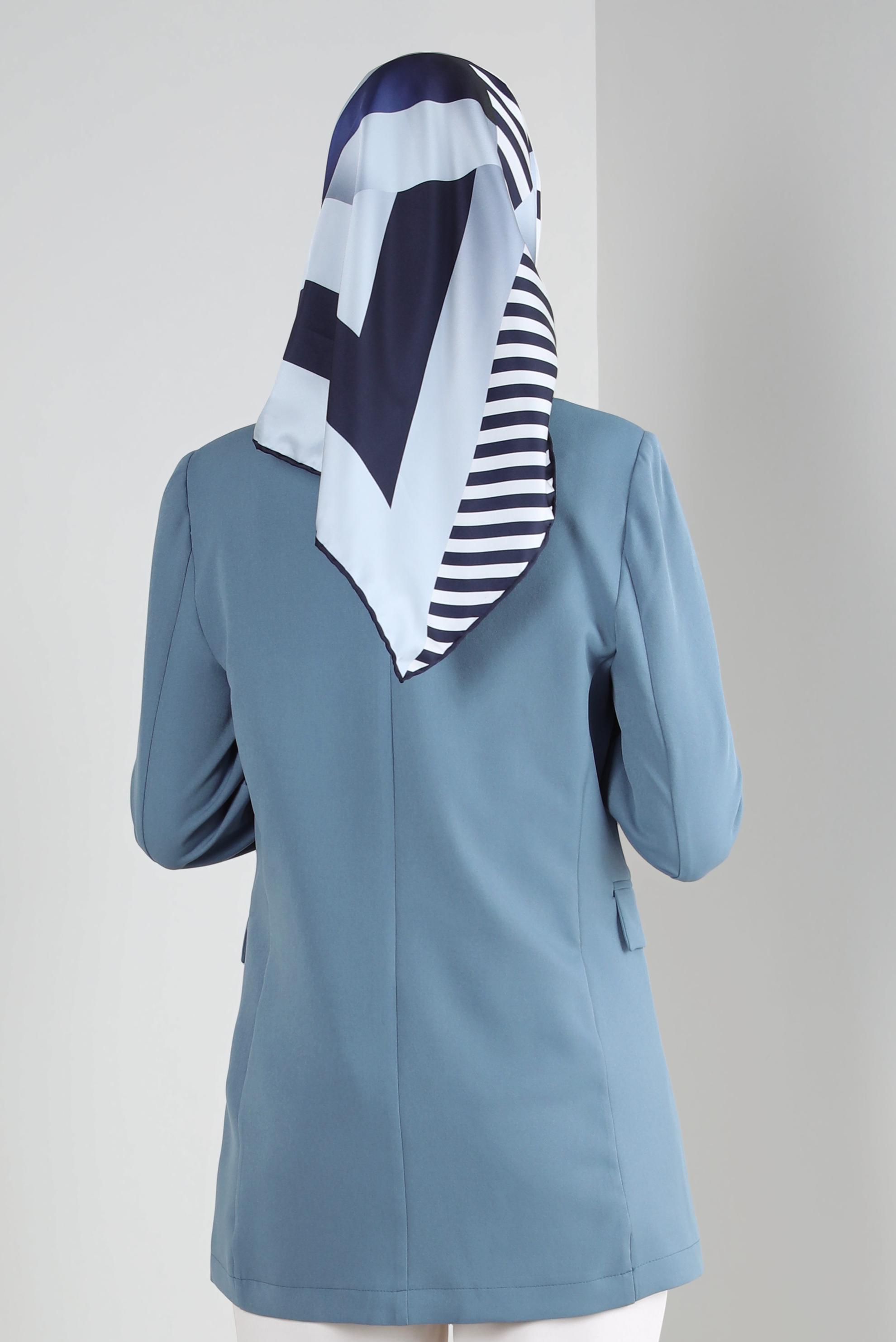 Tesettür giyim LACİVERT ALVİNA ŞERİT DETAYLI EŞARP 8246 