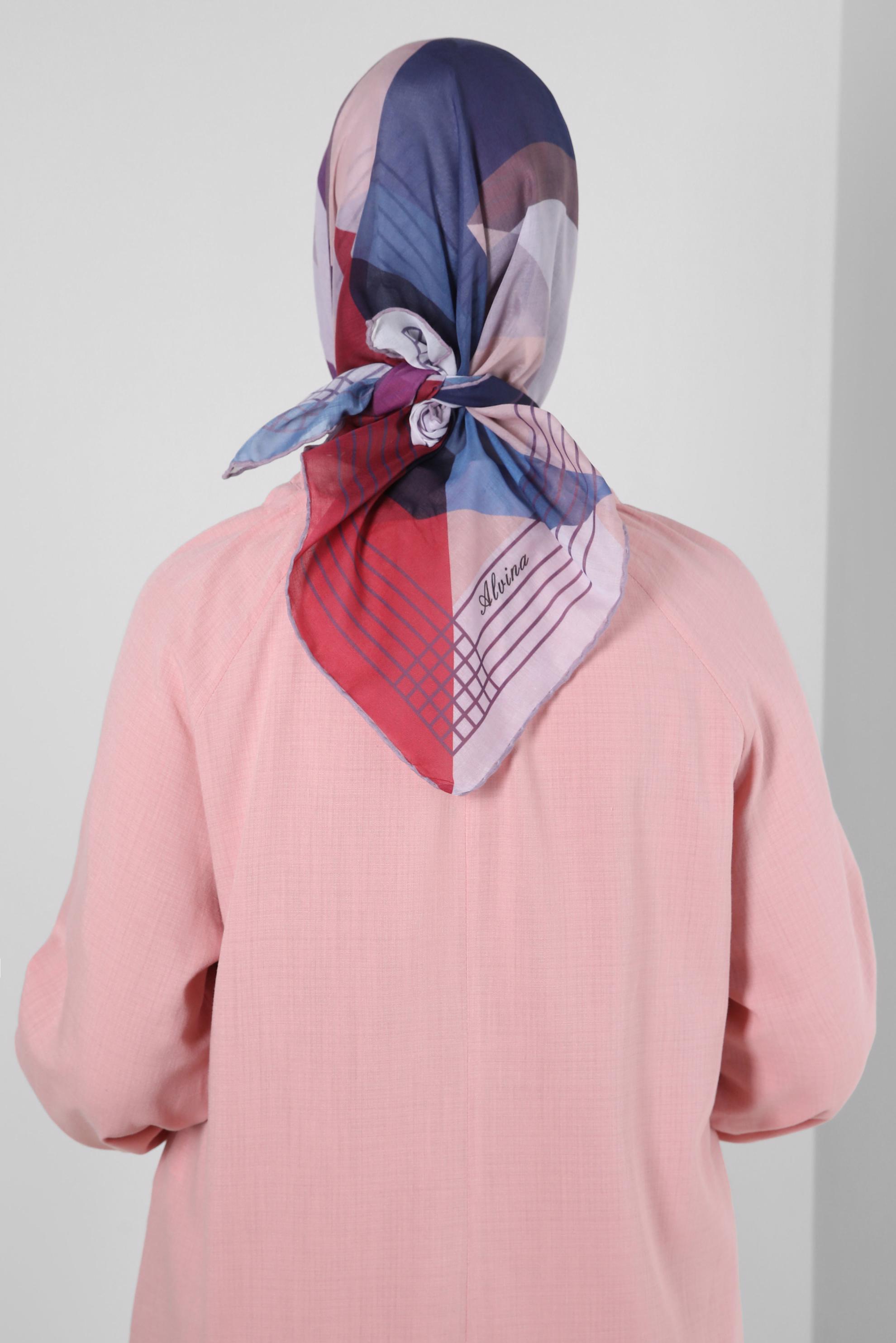 Tesettür giyim MOR ALVİNA GEOMETRİK DESENLİ EŞARP 8247 