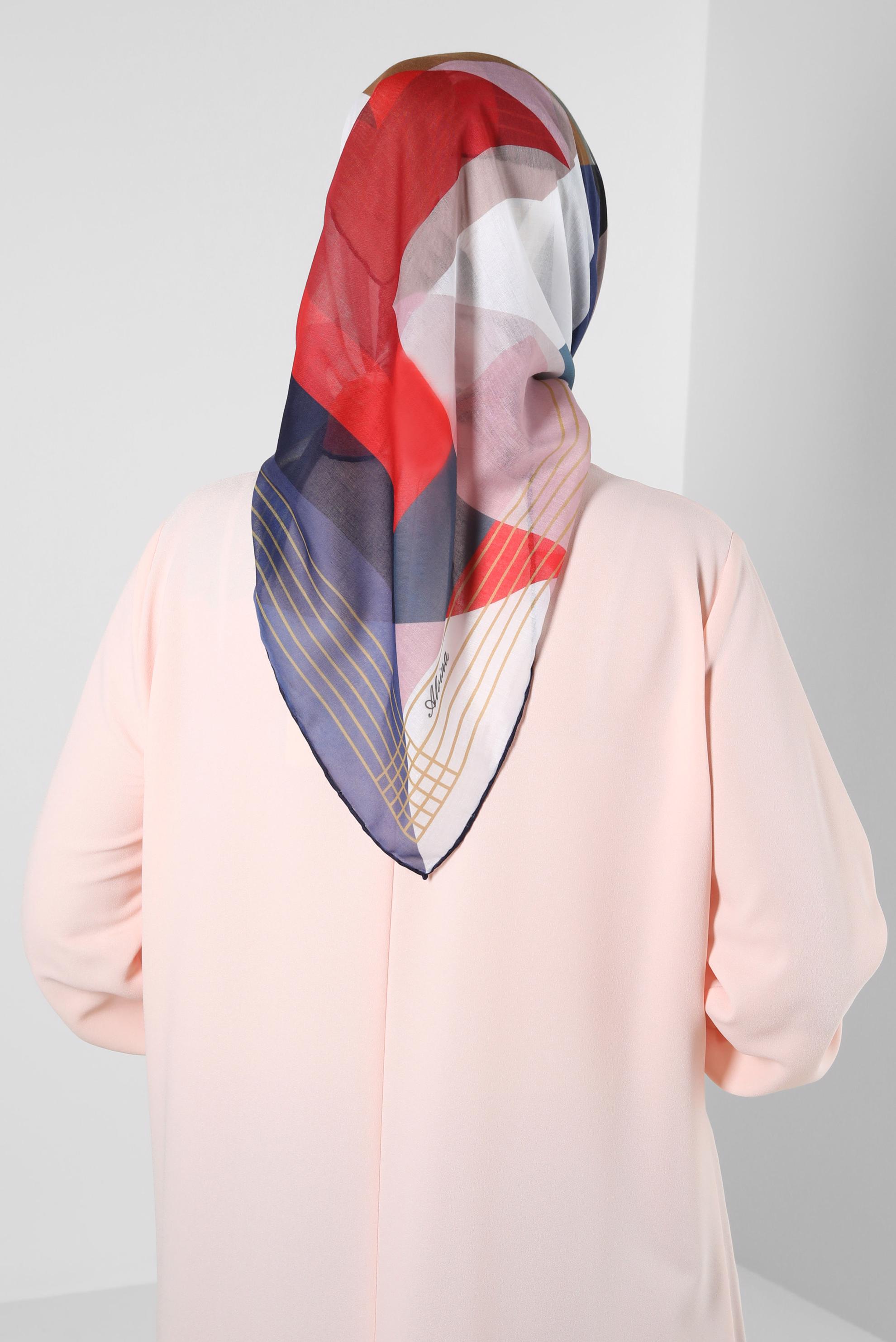 Tesettür giyim LACİVERT ALVİNA GEOMETRİK DESENLİ EŞARP 8247 