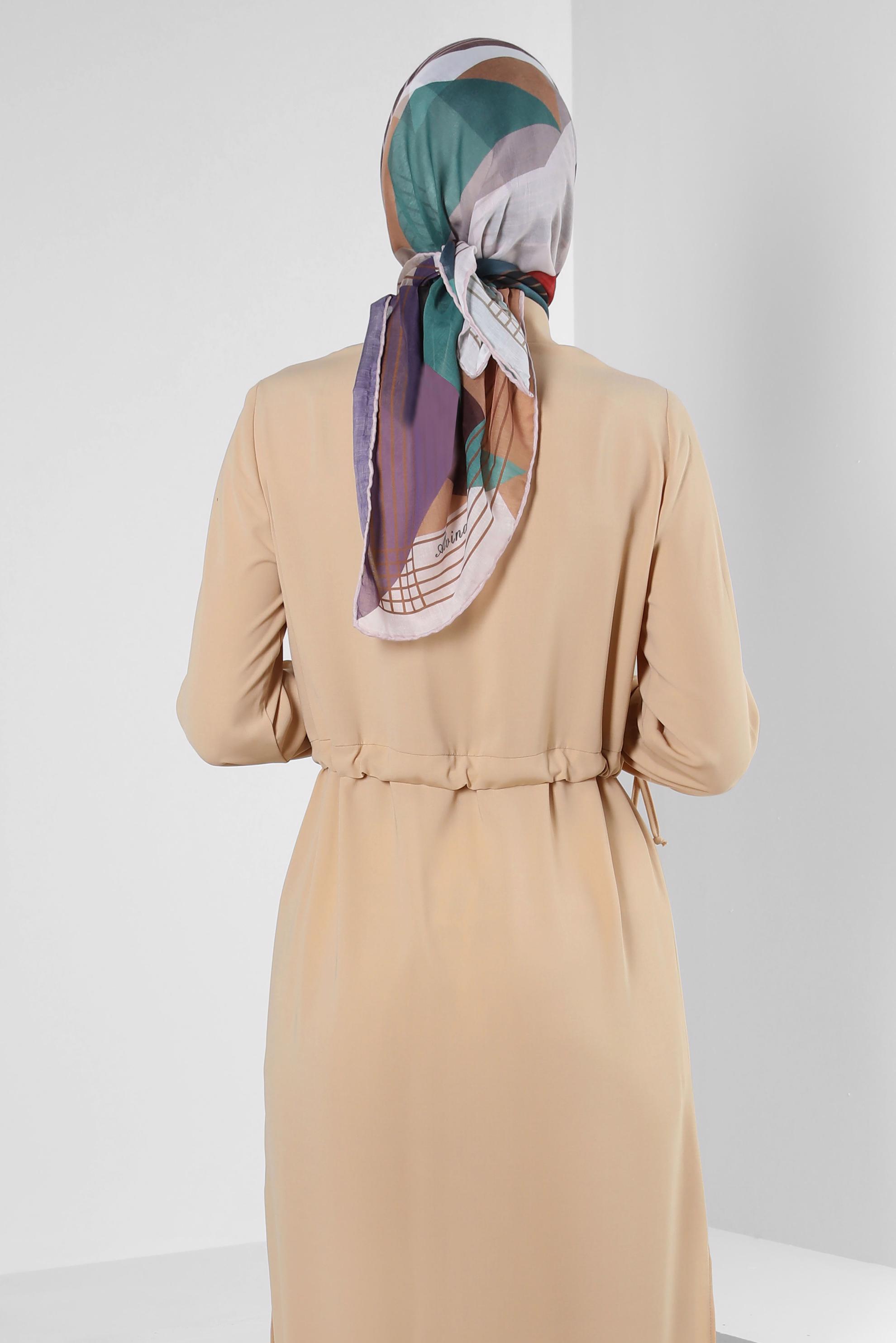 Tesettür giyim PUDRA ALVİNA GEOMETRİK DESENLİ EŞARP 8247 