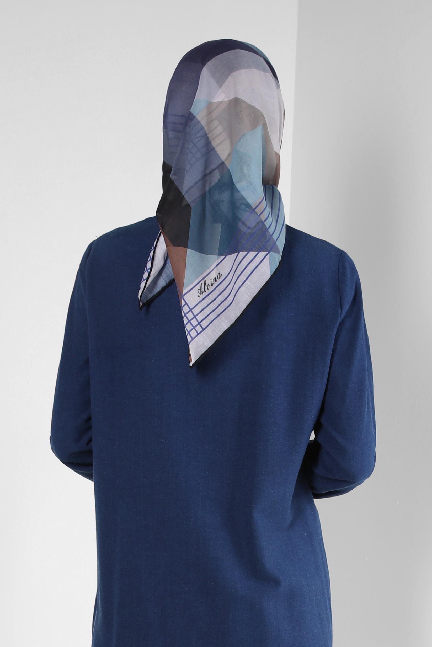 Tesettür giyim SİYAH ALVİNA GEOMETRİK DESENLİ EŞARP 8247 