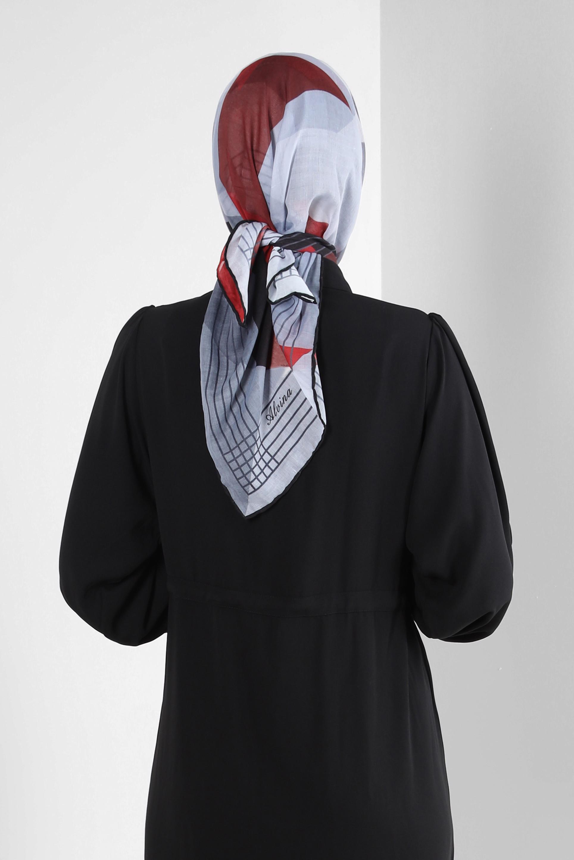 Tesettür giyim SİYAH ALVİNA GEOMETRİK DESENLİ EŞARP 8247 