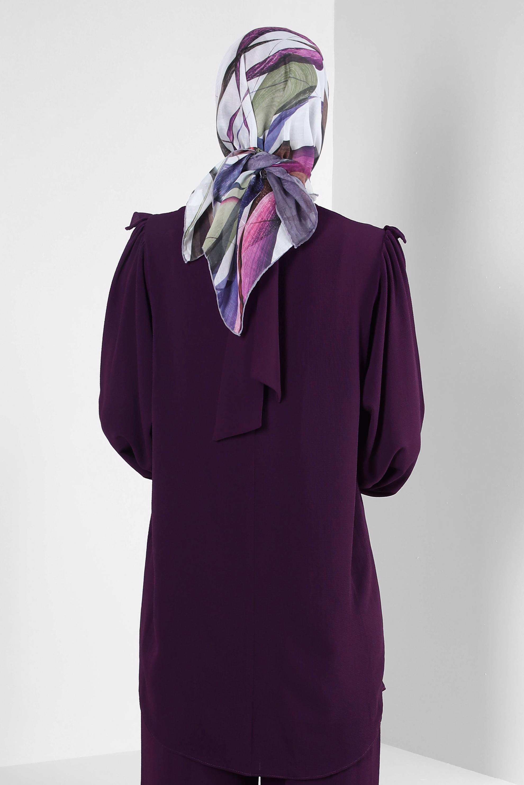 Tesettür giyim MOR ALVİNA DESENLİ EŞARP 8248 