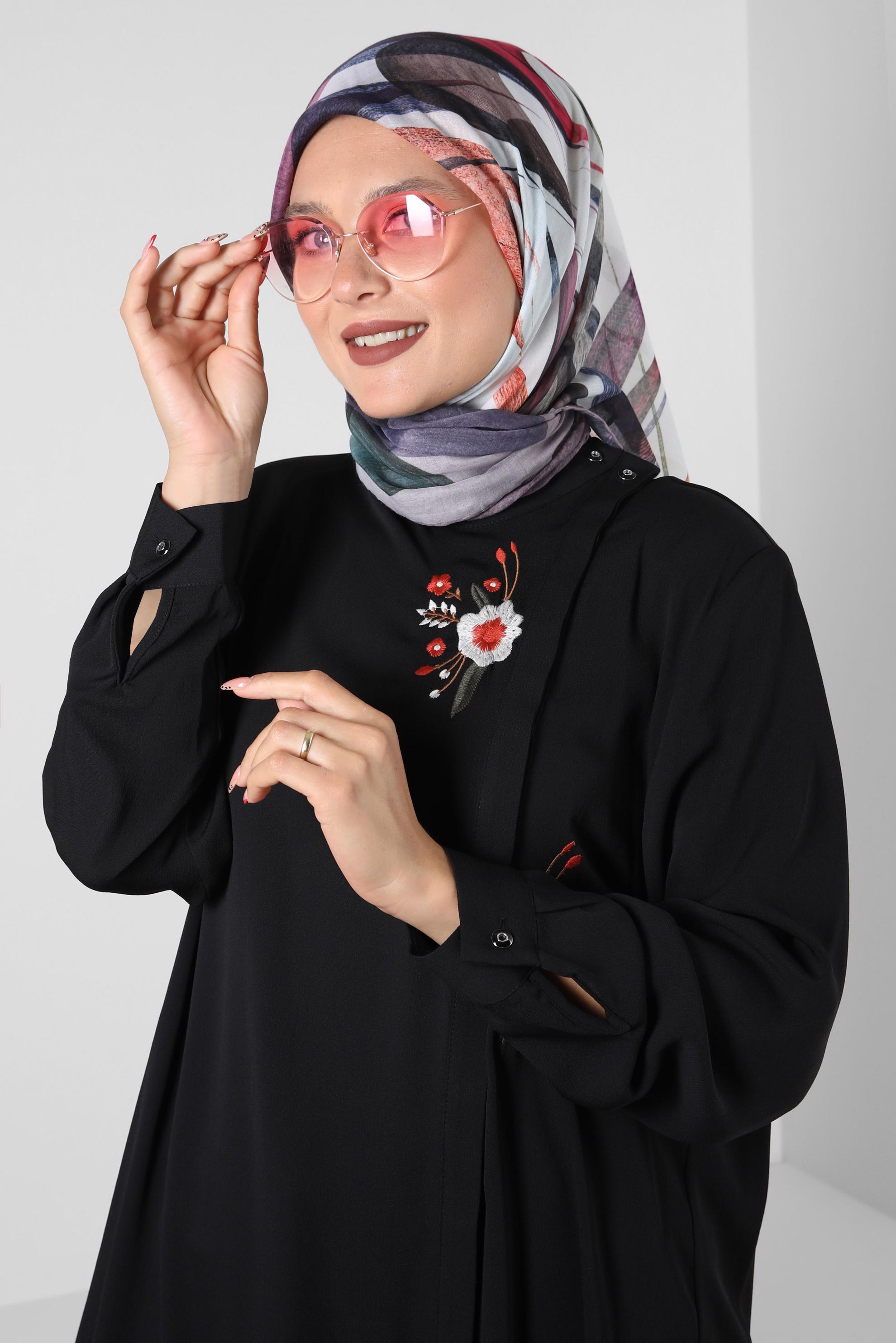 Tesettür giyim PUDRA ALVİNA DESENLİ EŞARP 8248 