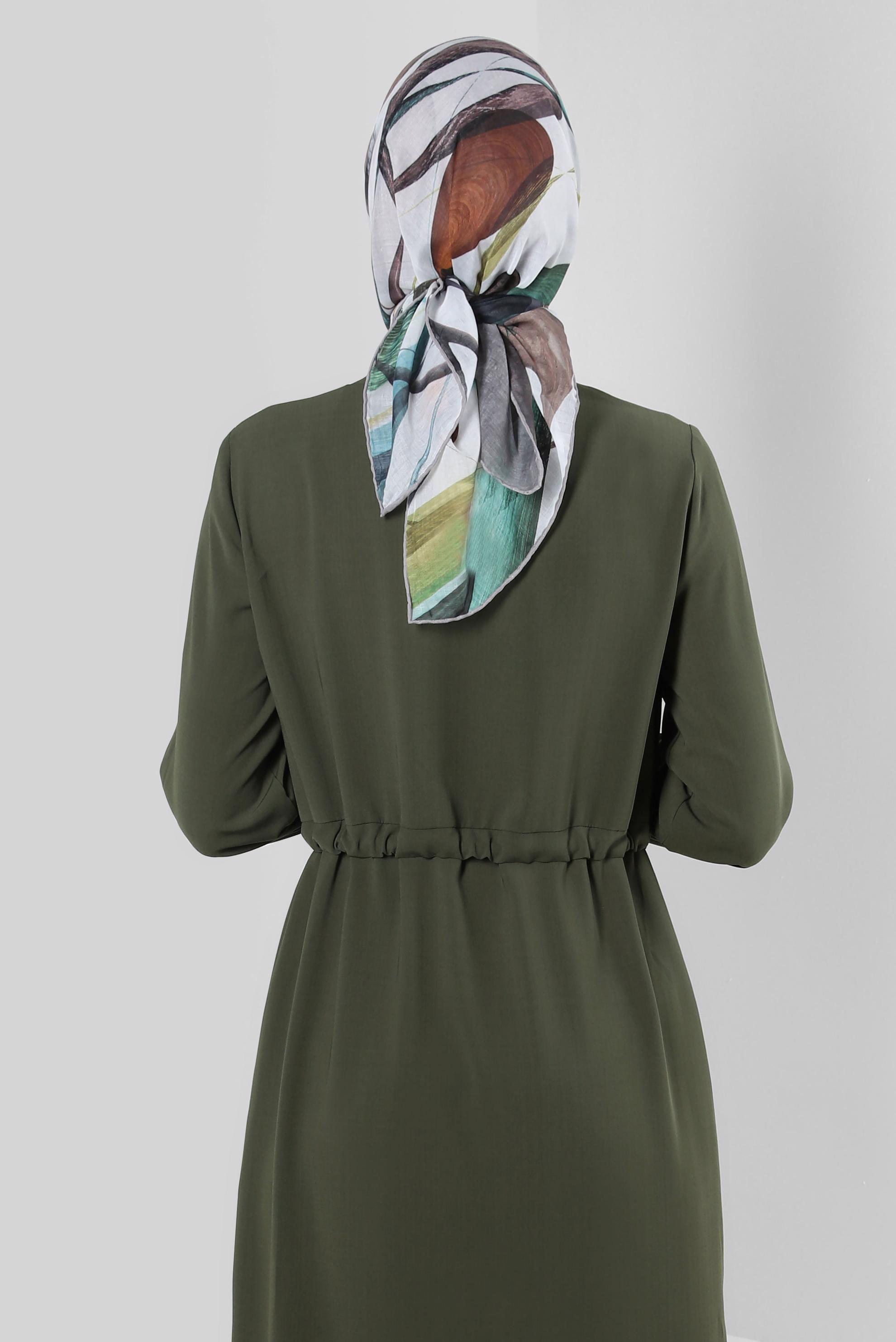 Tesettür giyim VİZON ALVİNA DESENLİ EŞARP 8248 