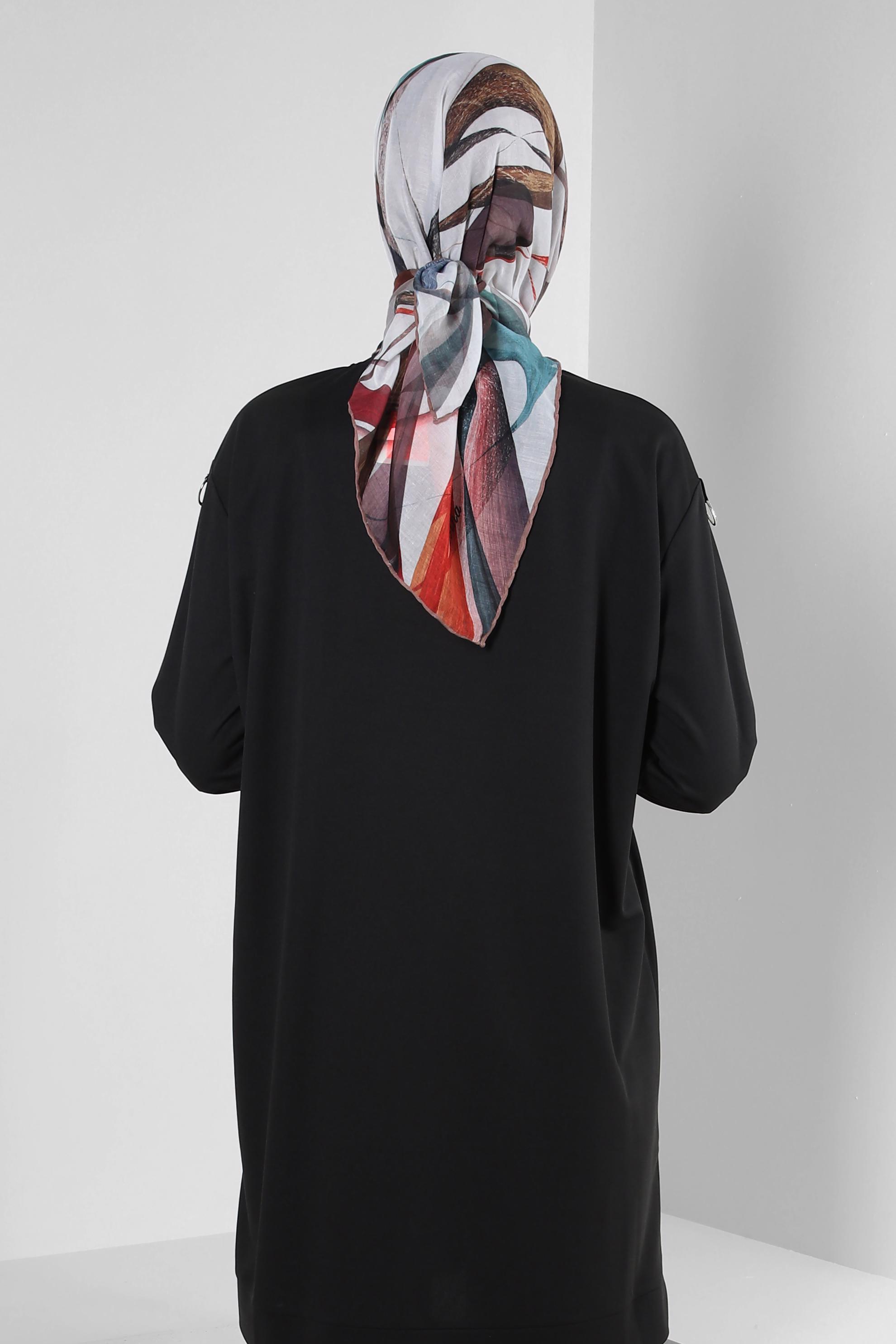 Tesettür giyim PEMBE ALVİNA DESENLİ EŞARP 8248 