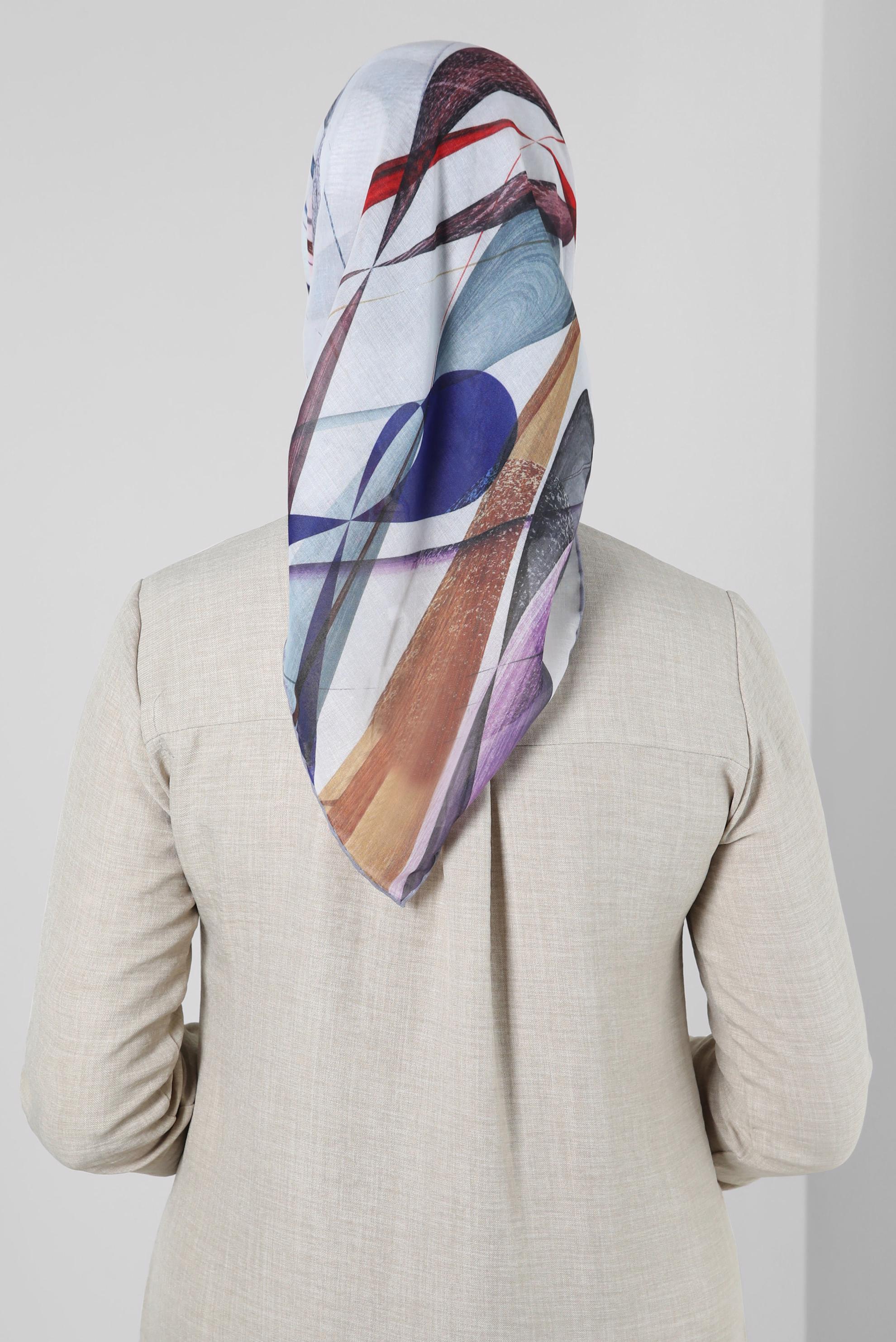 Tesettür giyim MAVİ ALVİNA DESENLİ EŞARP 8248 