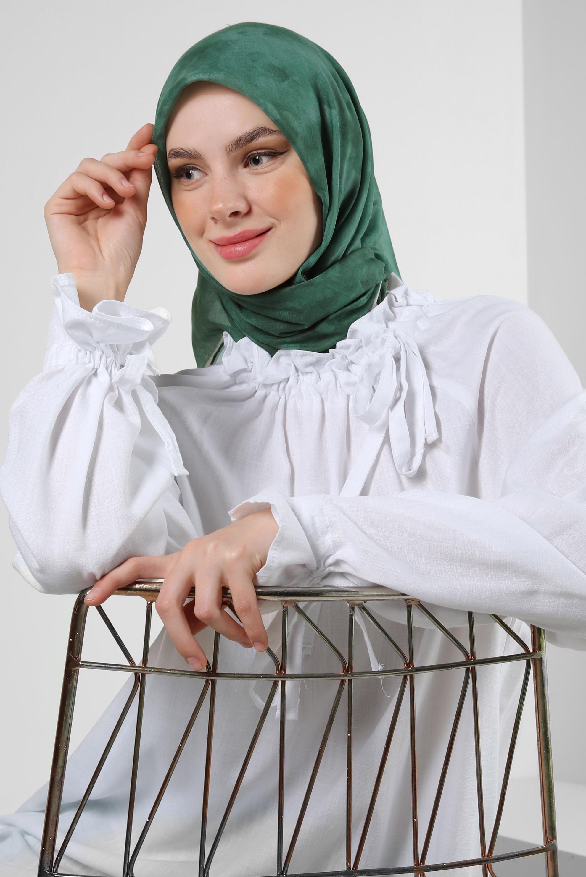 Tesettür giyim YEŞİL ALVİNA DÜZ EŞARP 8249 