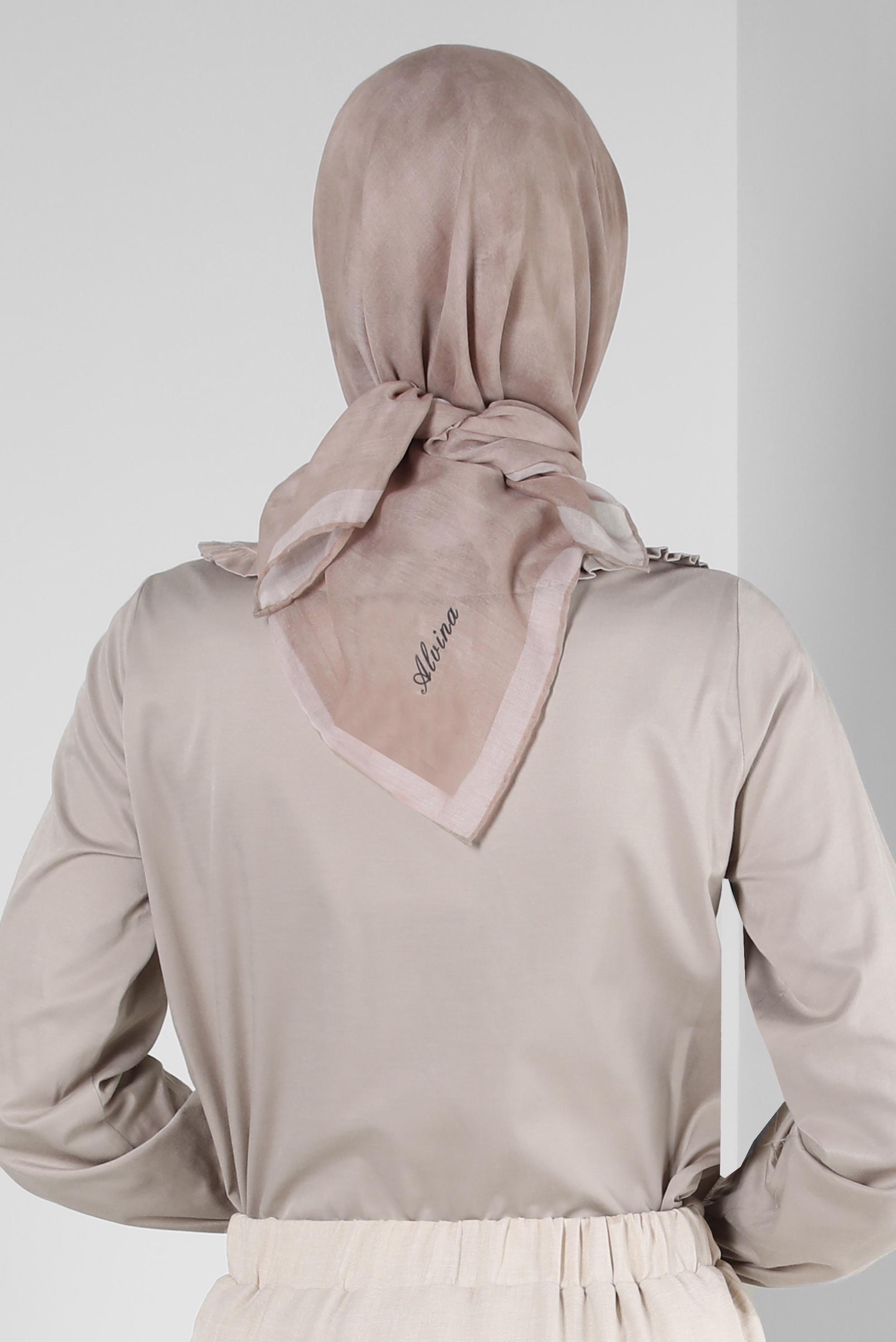 Tesettür giyim VİZON ALVİNA DÜZ EŞARP 8249 