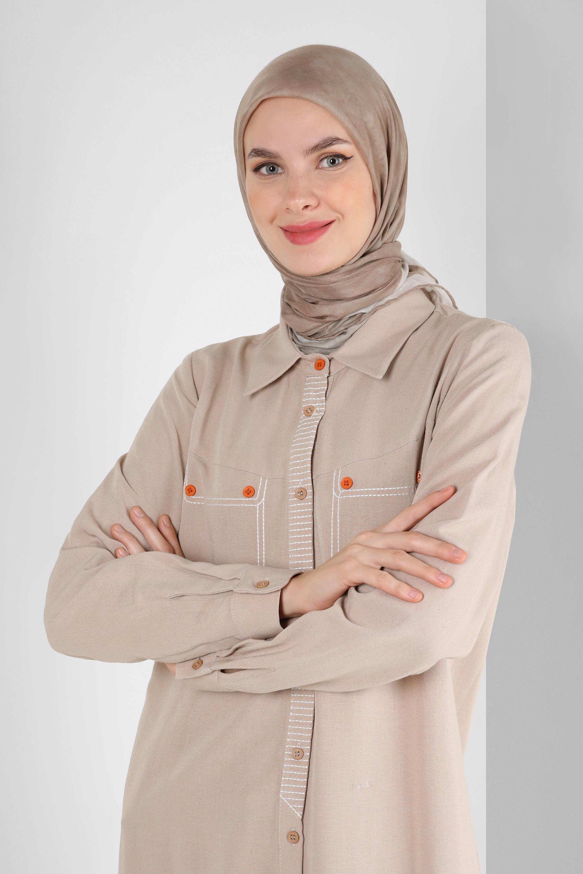 Tesettür giyim KAHVE ALVİNA DÜZ EŞARP 8249 